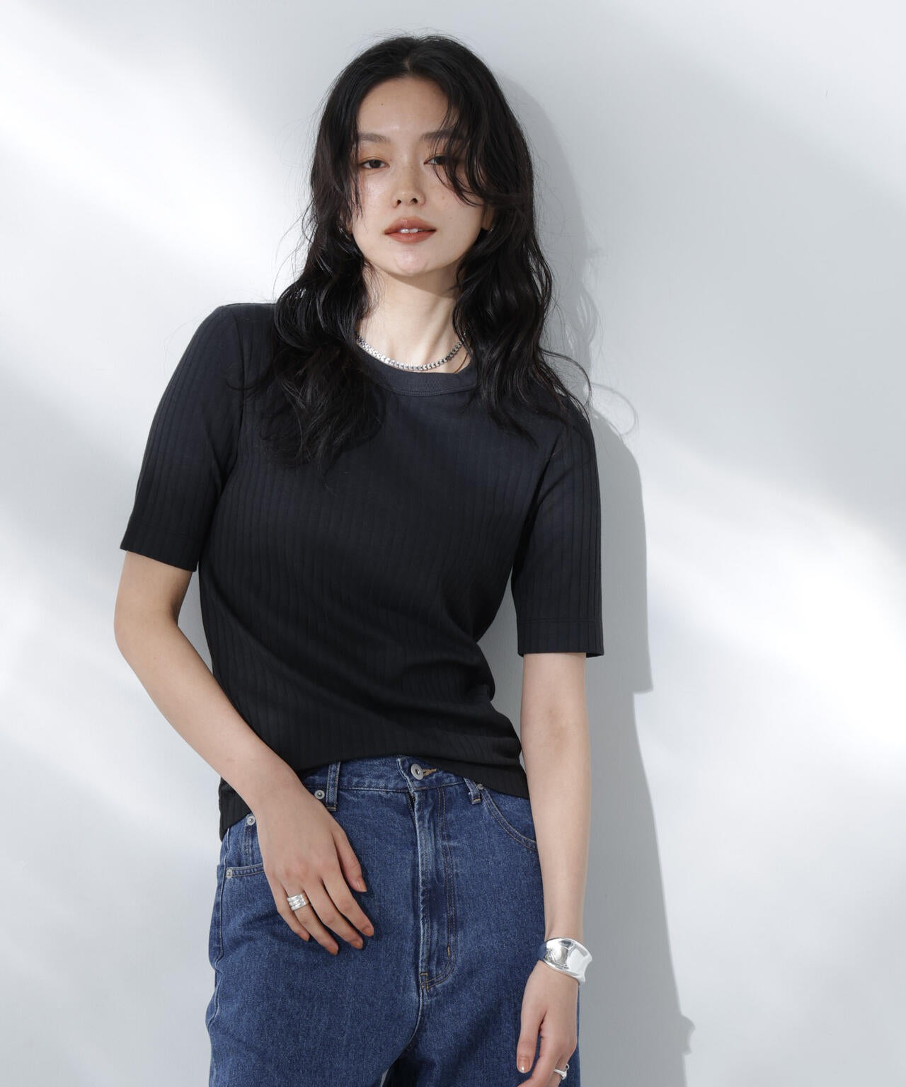 Anti Soaked(R) 汗染み防止クルーネックリブTシャツ 6695124304