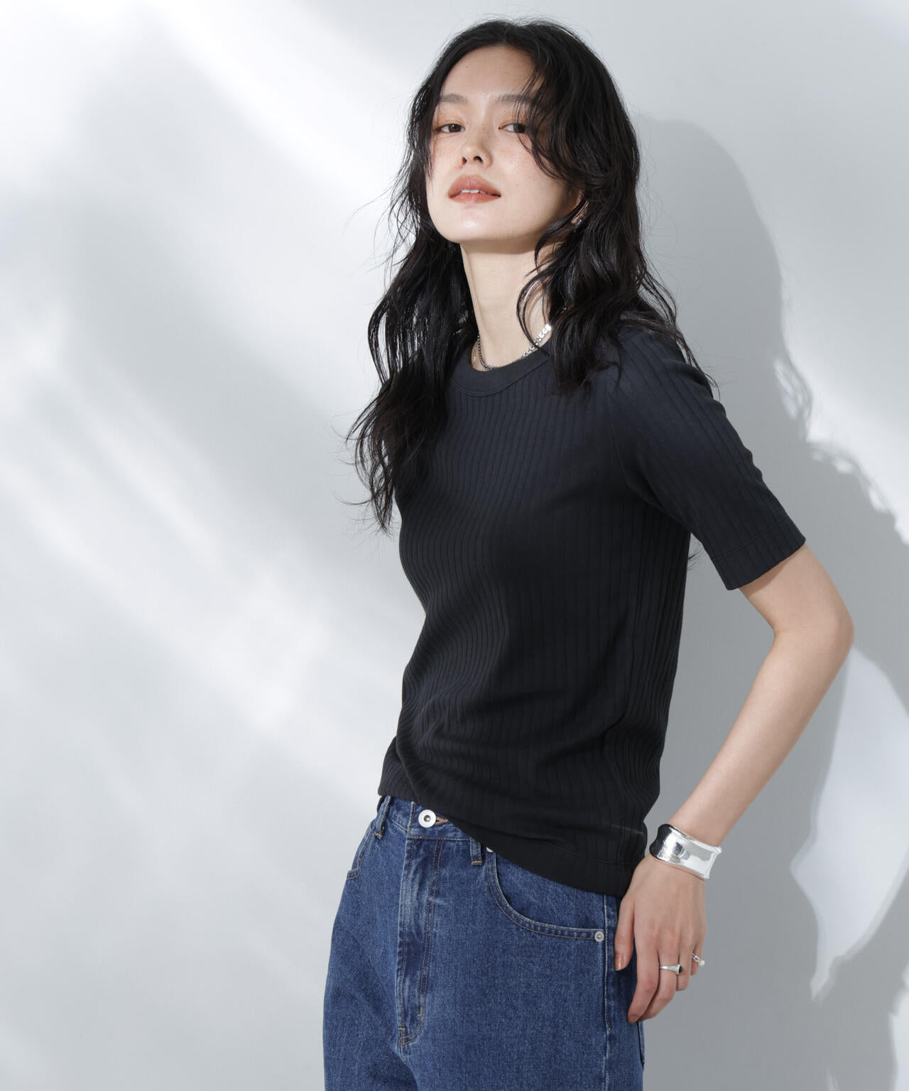 Anti Soaked(R) 汗染み防止クルーネックリブTシャツ 6695124304