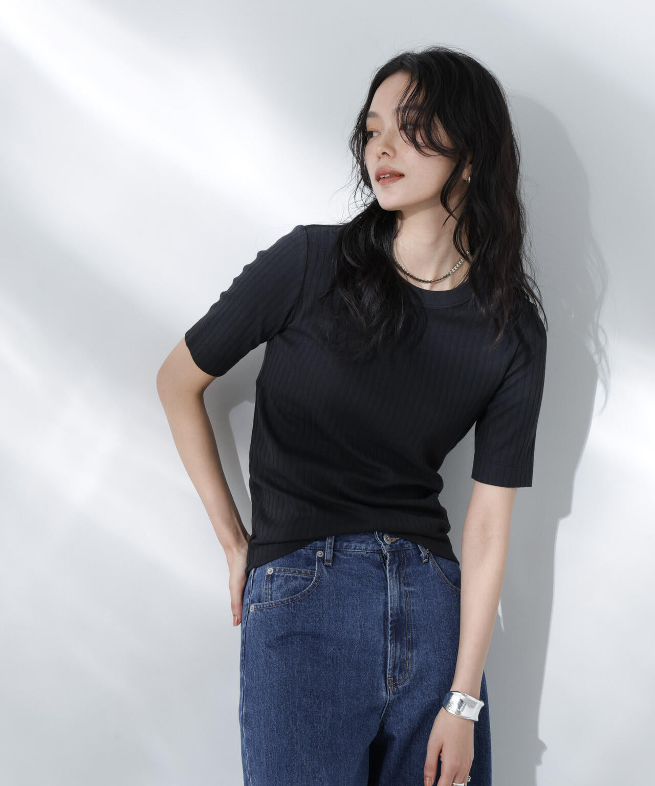 Anti Soaked(R) 汗染み防止クルーネックリブTシャツ 6695124304