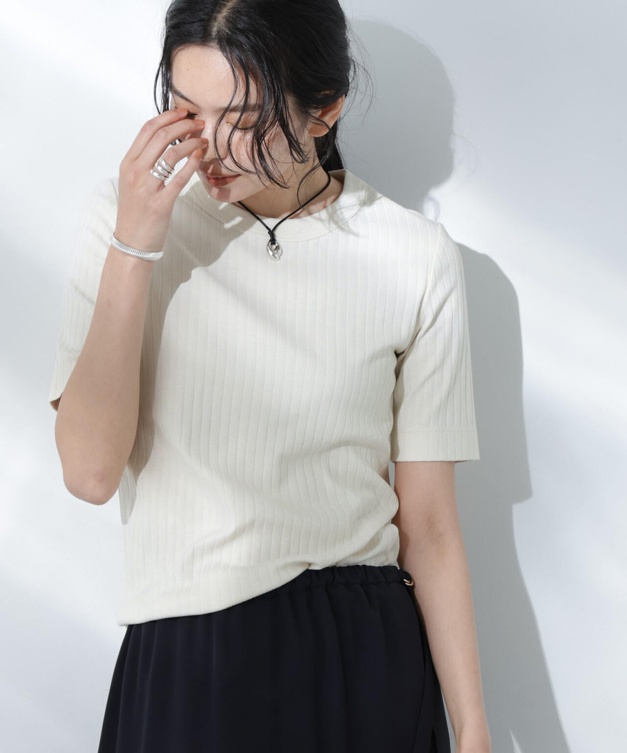 Anti Soaked(R) 汗染み防止クルーネックリブTシャツ 6695124304