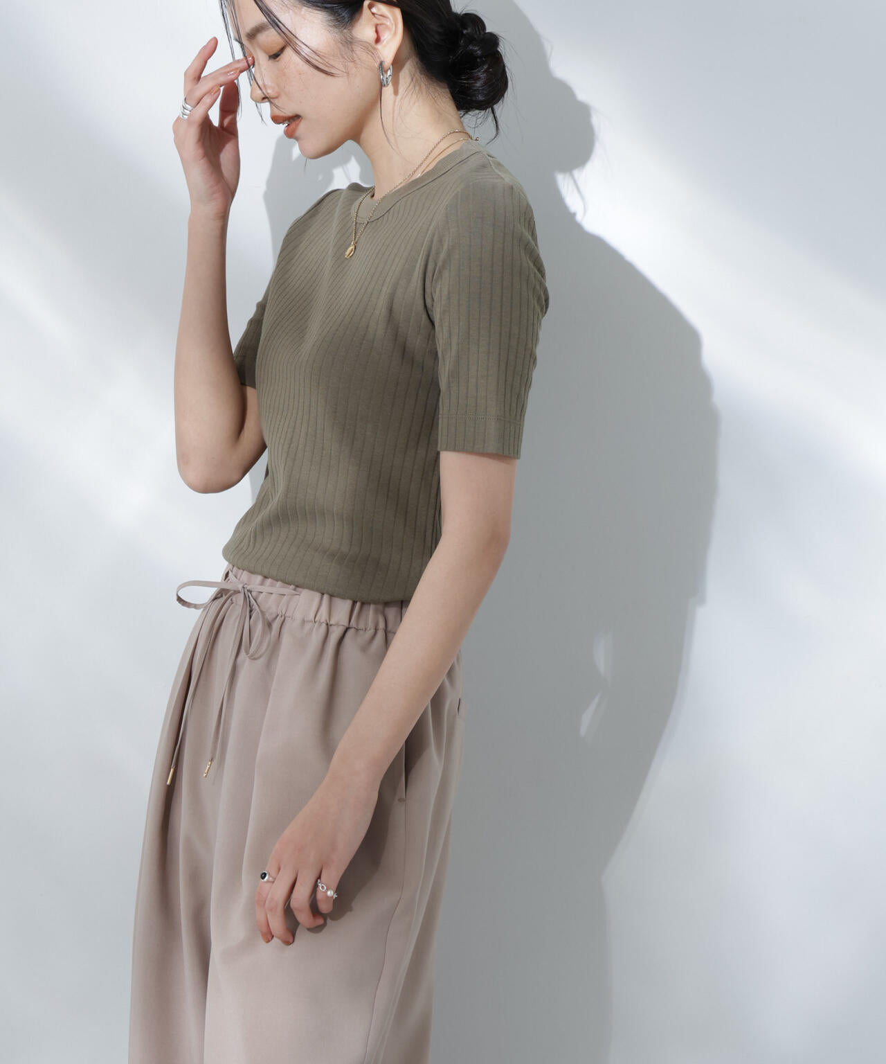 Anti Soaked(R) 汗染み防止クルーネックリブTシャツ 6695124304