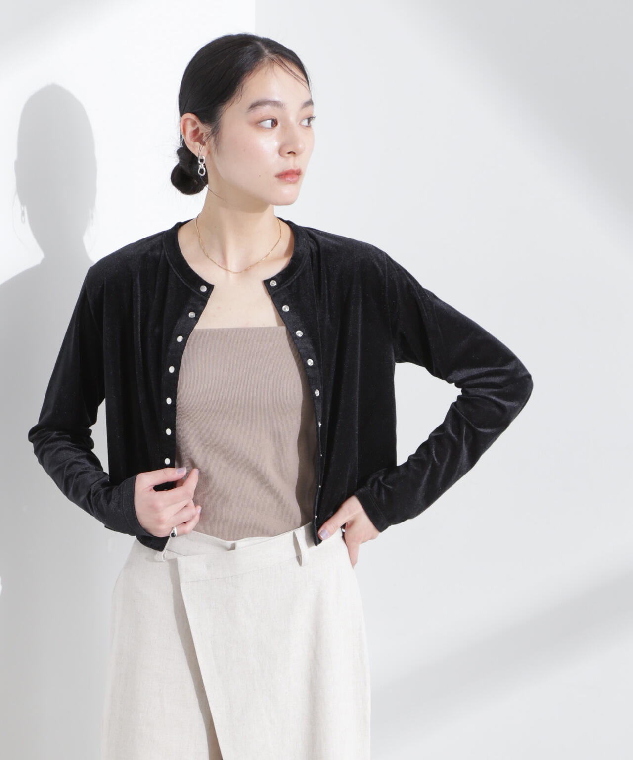 シアーベロアメニーボタンカーディガン 6695124310