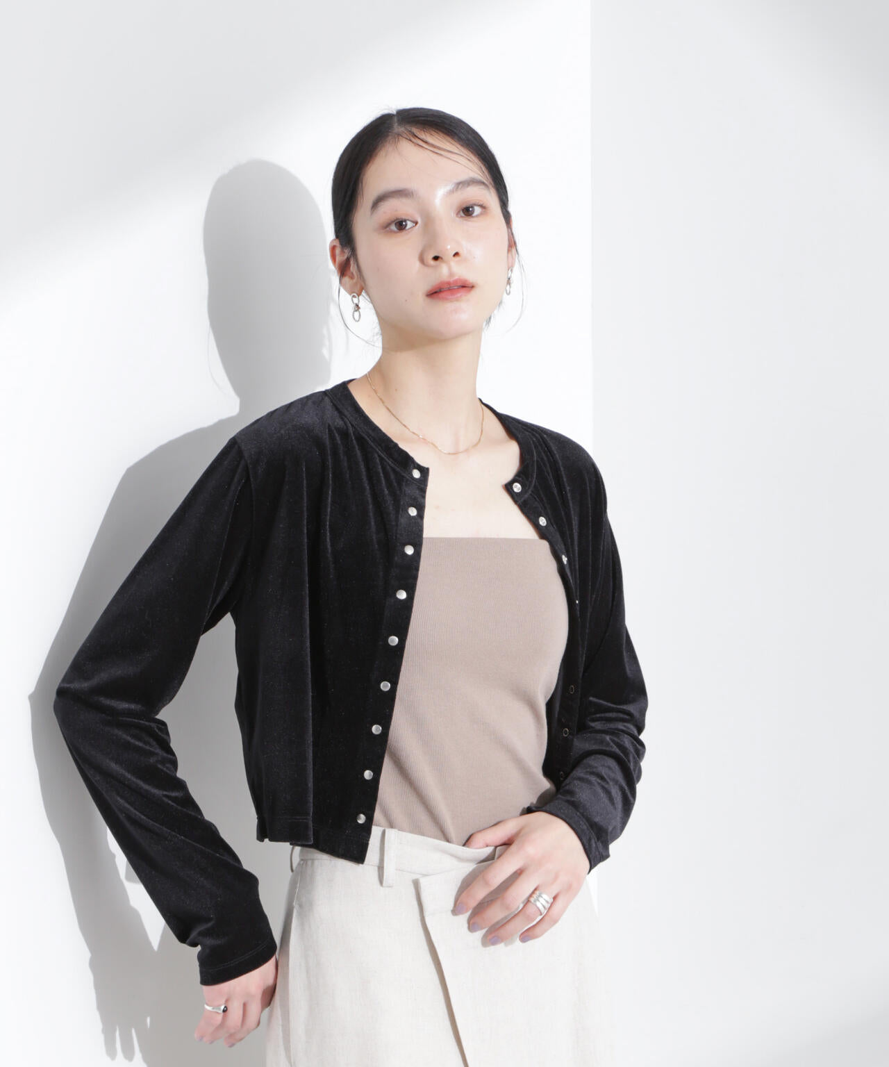 シアーベロアメニーボタンカーディガン 6695124310