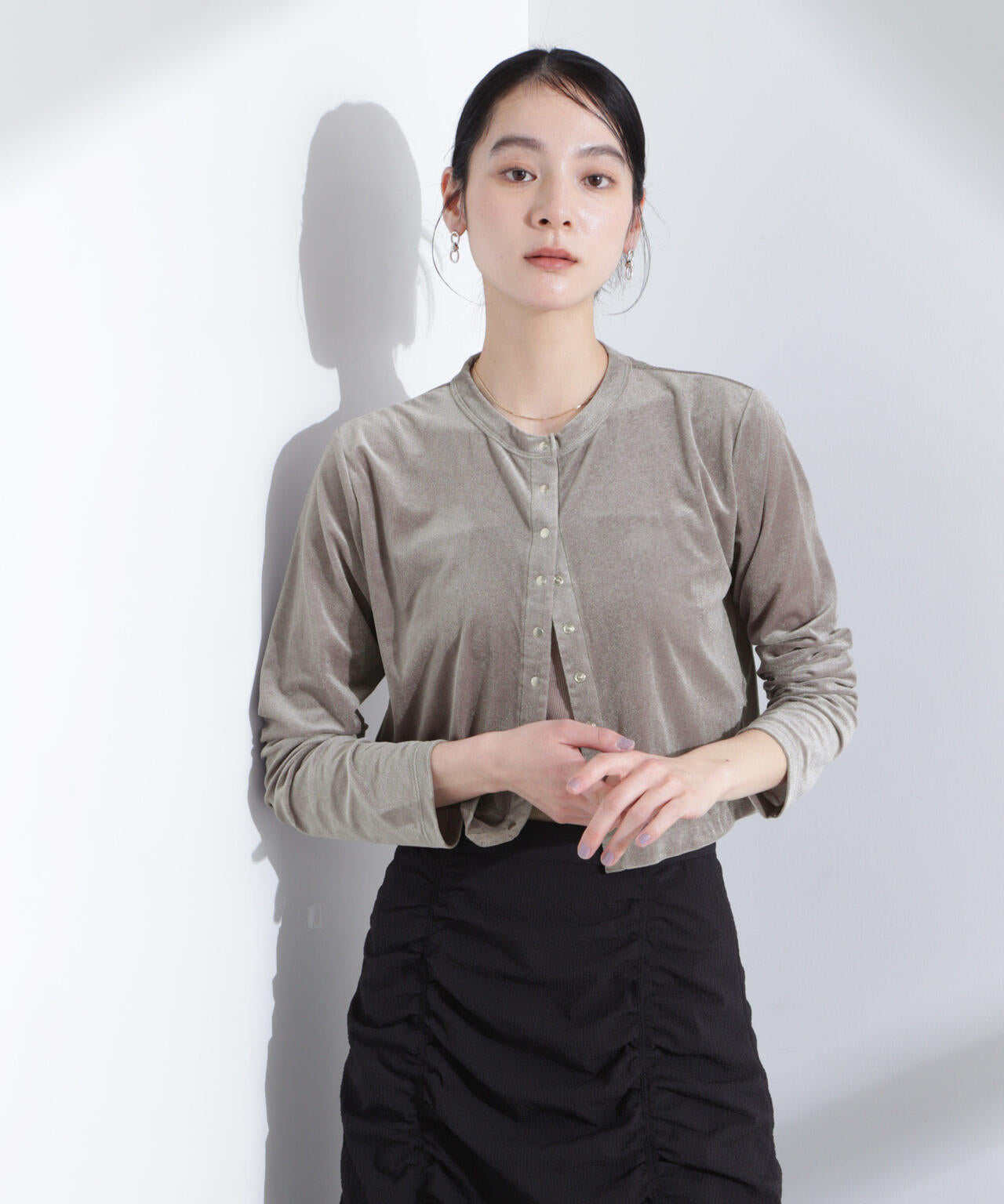 シアーベロアメニーボタンカーディガン 6695124310