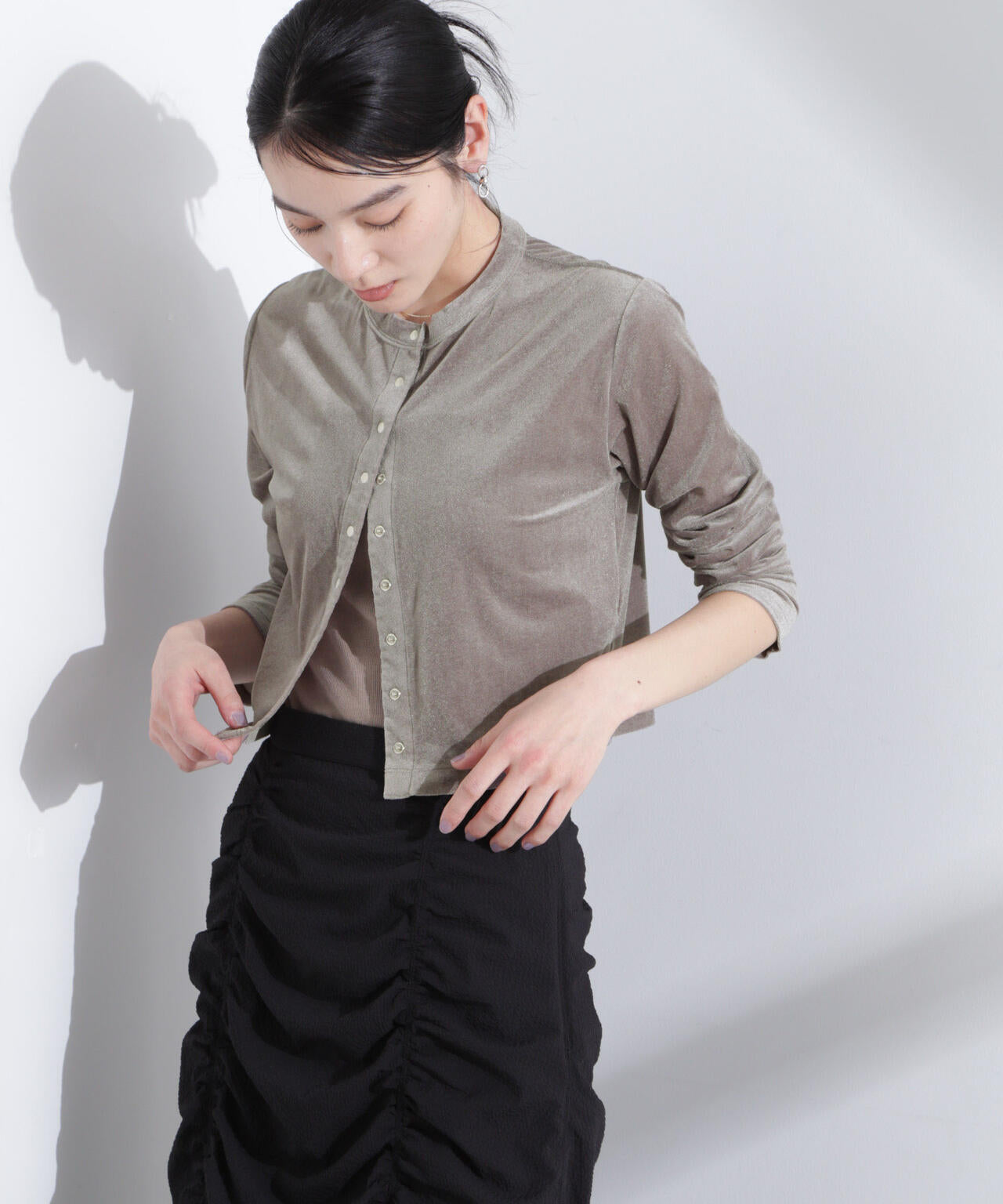 シアーベロアメニーボタンカーディガン 6695124310