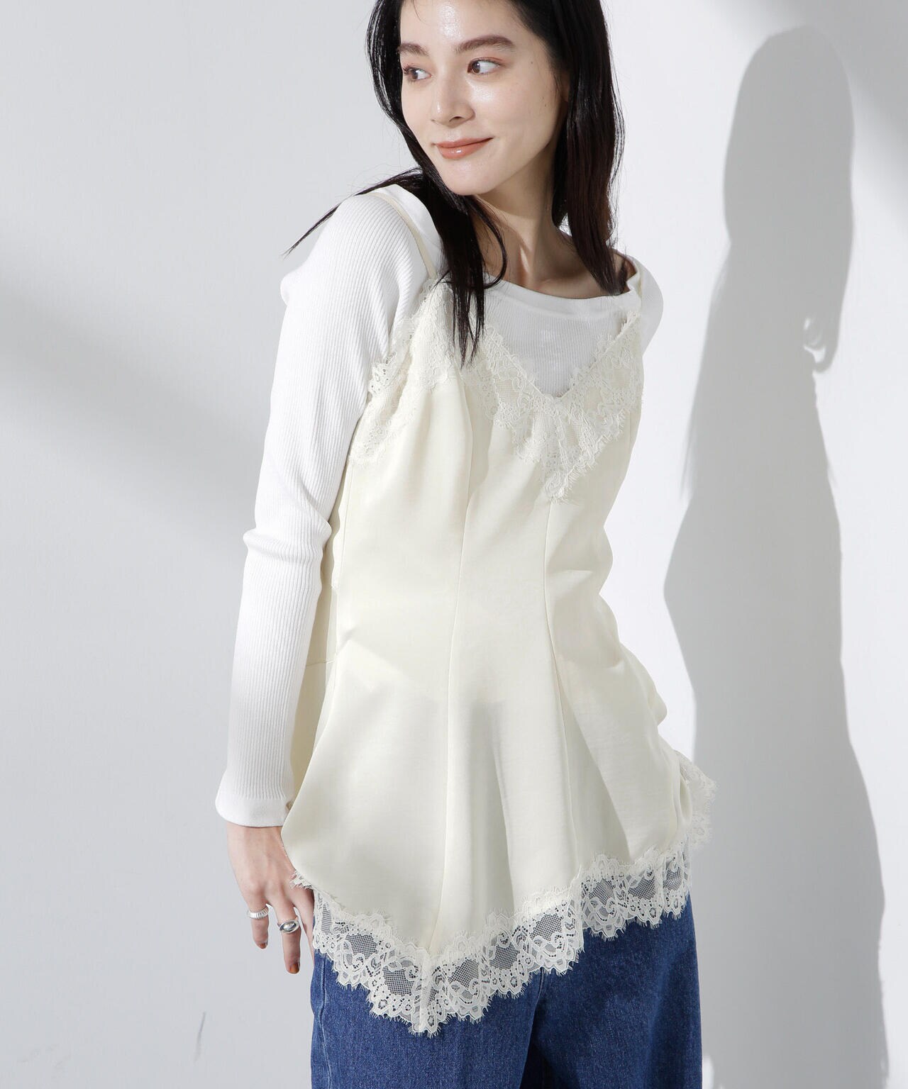 アシンメトリーレースミニワンピース 6695124313