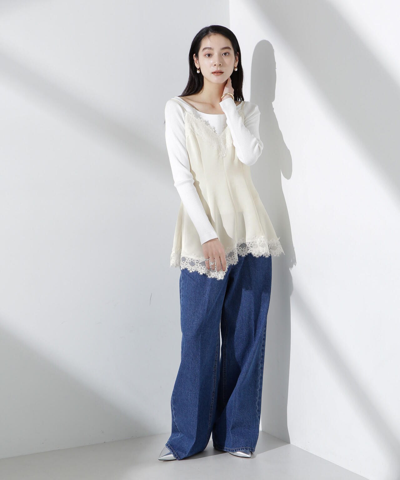 アシンメトリーレースミニワンピース 6695124313