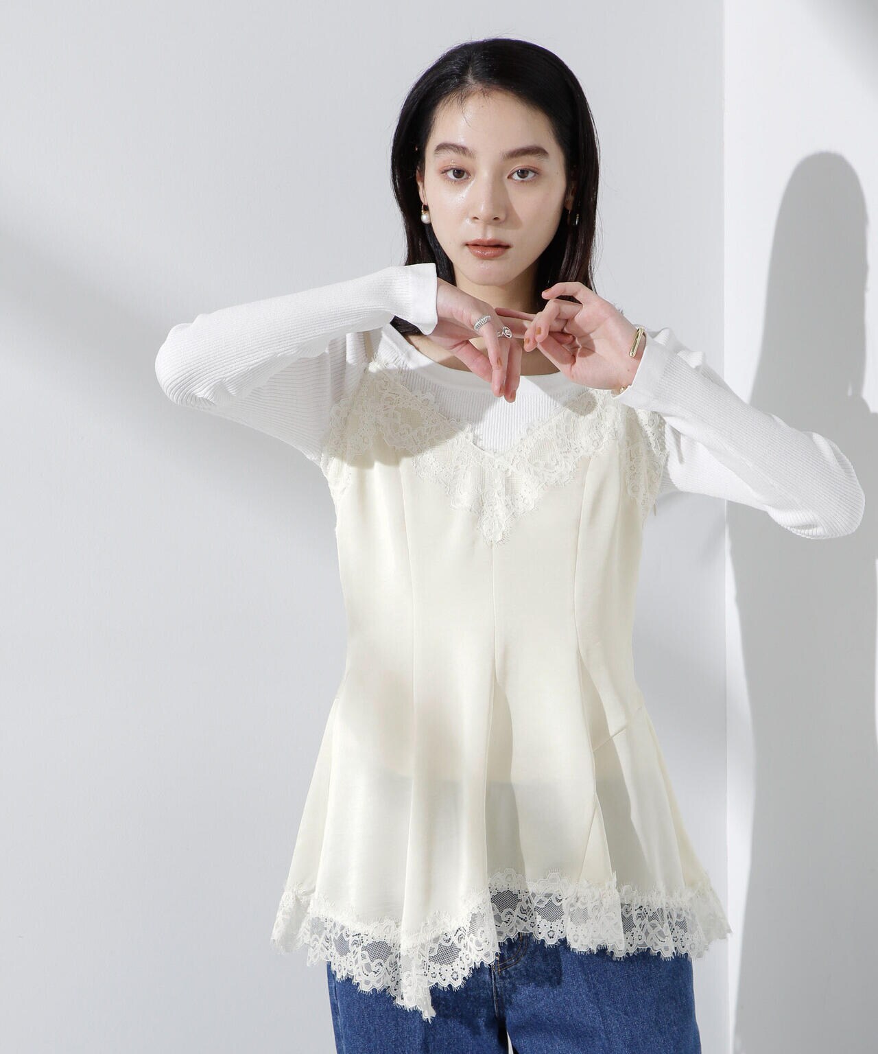 アシンメトリーレースミニワンピース 6695124313