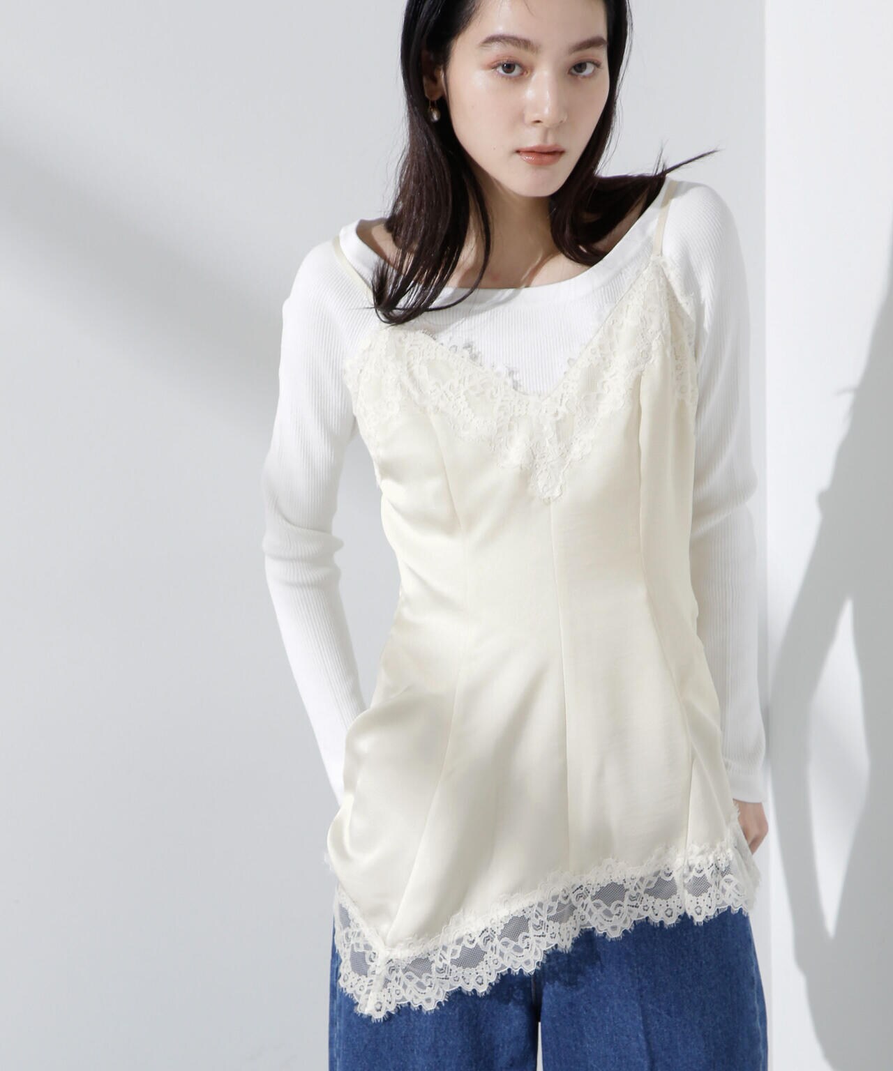 アシンメトリーレースミニワンピース 6695124313