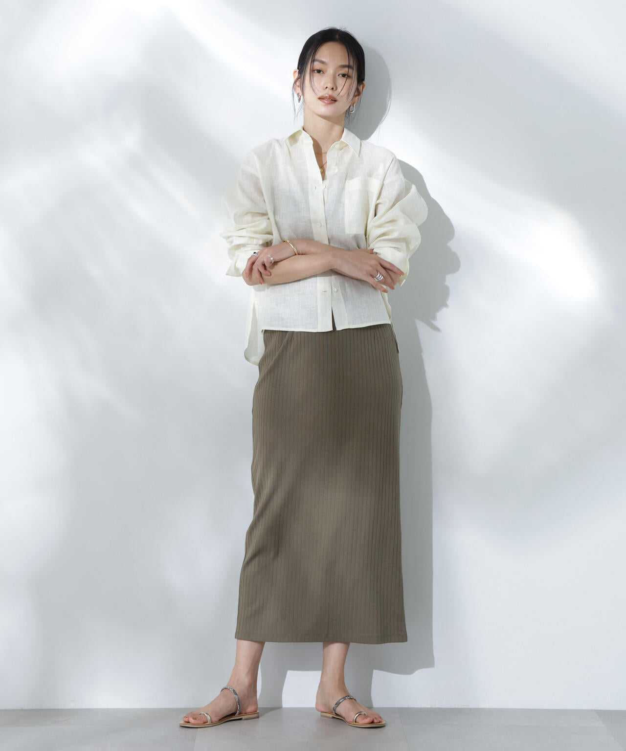 Anti Soaked(R) 汗染み防止リブタイトスカート(セットアップ可) 6695130302