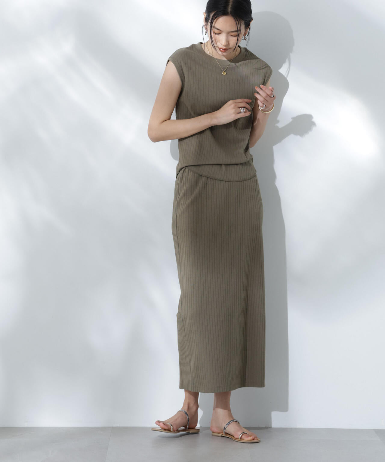 Anti Soaked(R) 汗染み防止リブタイトスカート(セットアップ可) 6695130302