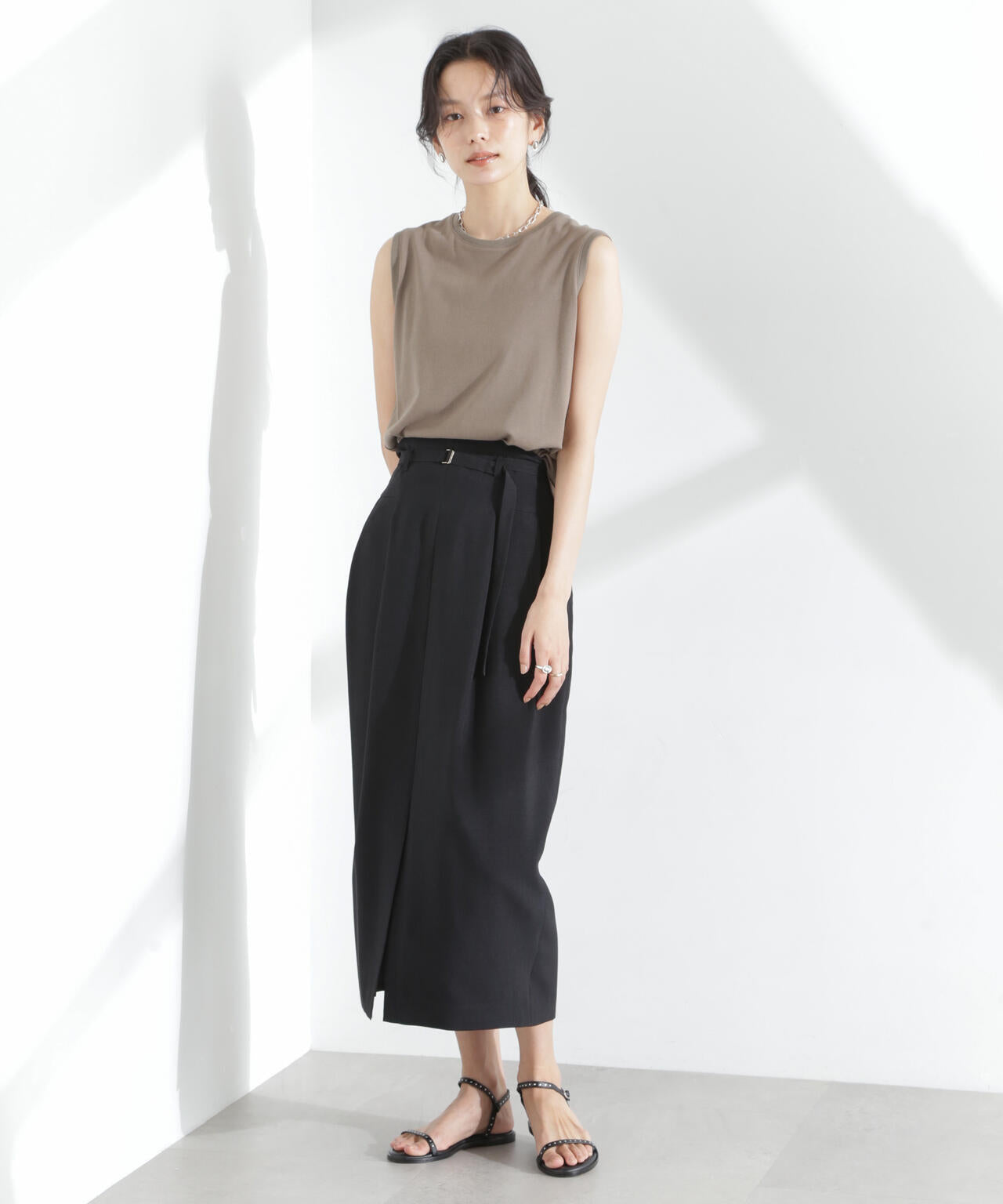 メランジドライ ベルト付きソフトコクーンスカート(セットアップ可) 6695130304