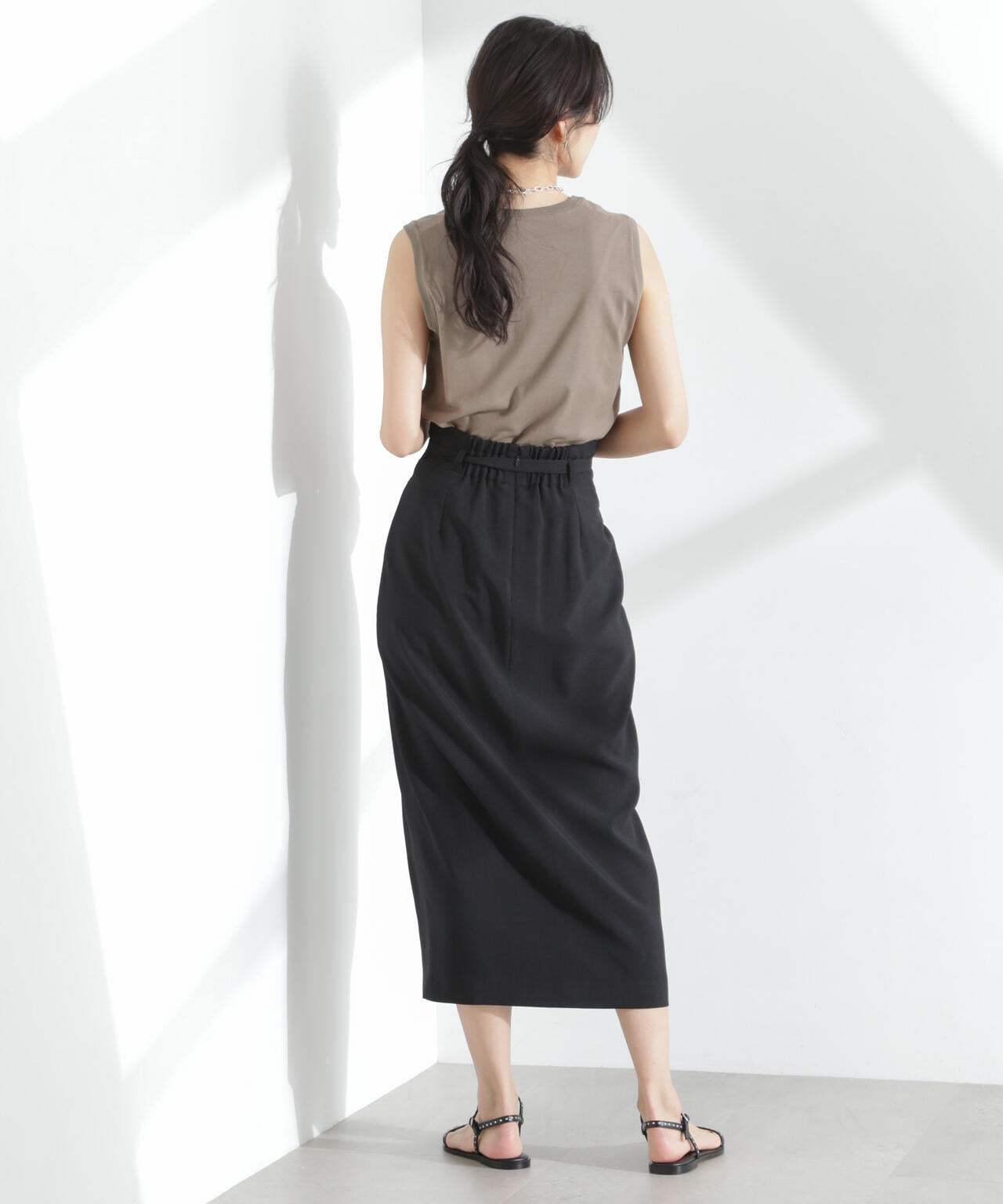 メランジドライ ベルト付きソフトコクーンスカート(セットアップ可) 6695130304