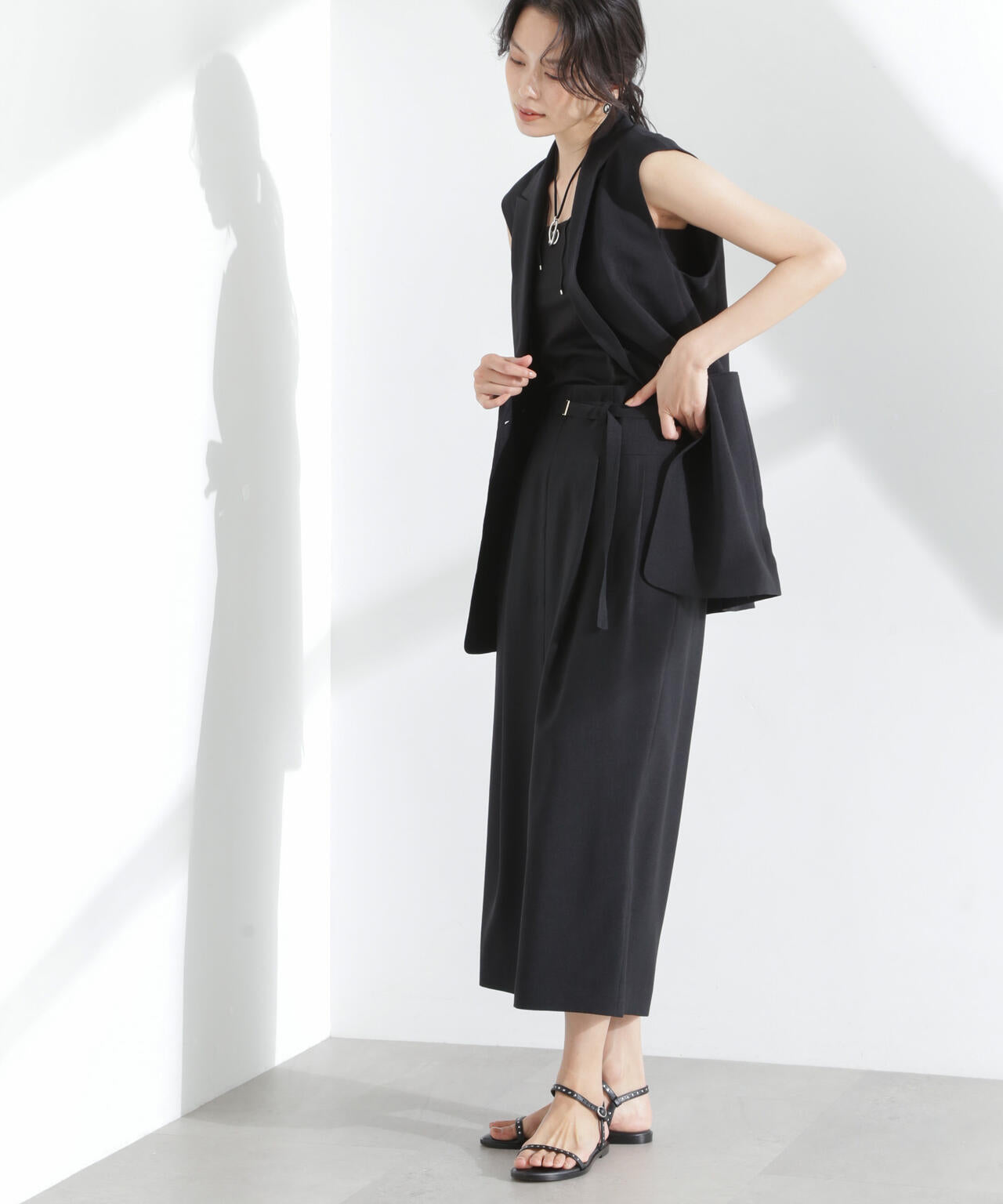 メランジドライ ベルト付きソフトコクーンスカート(セットアップ可) 6695130304