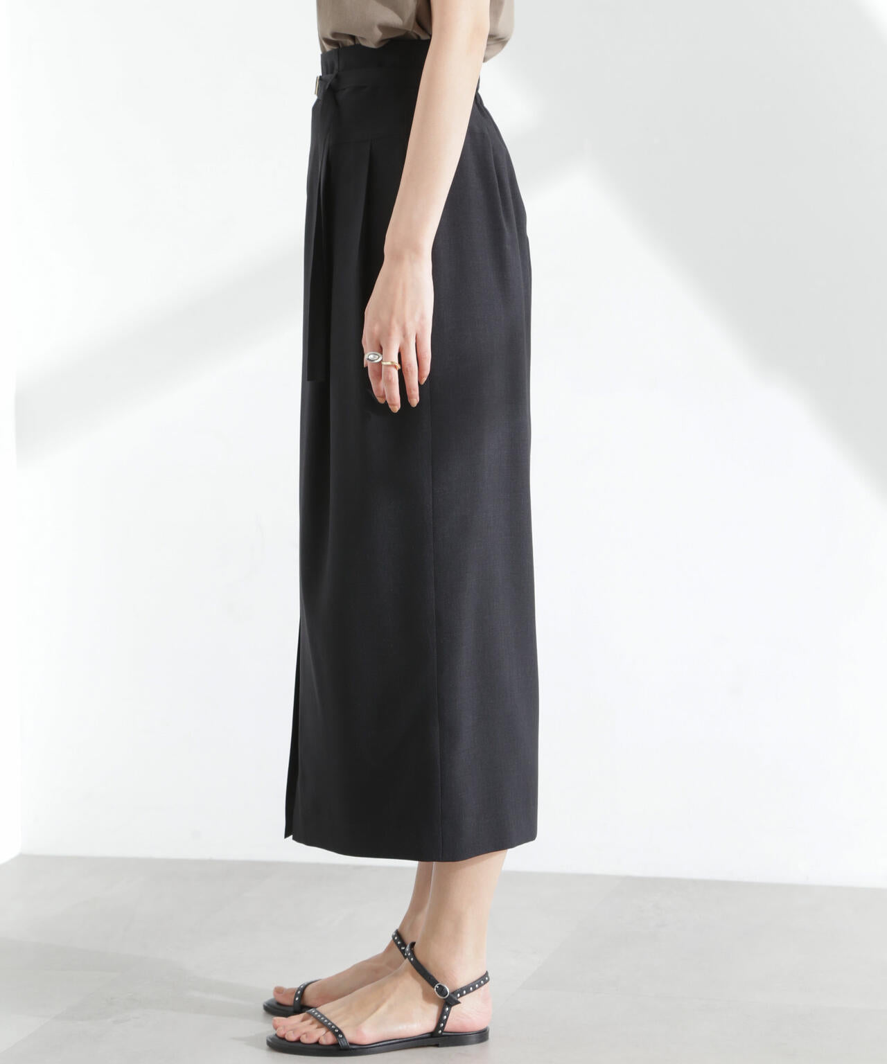 メランジドライ ベルト付きソフトコクーンスカート(セットアップ可) 6695130304