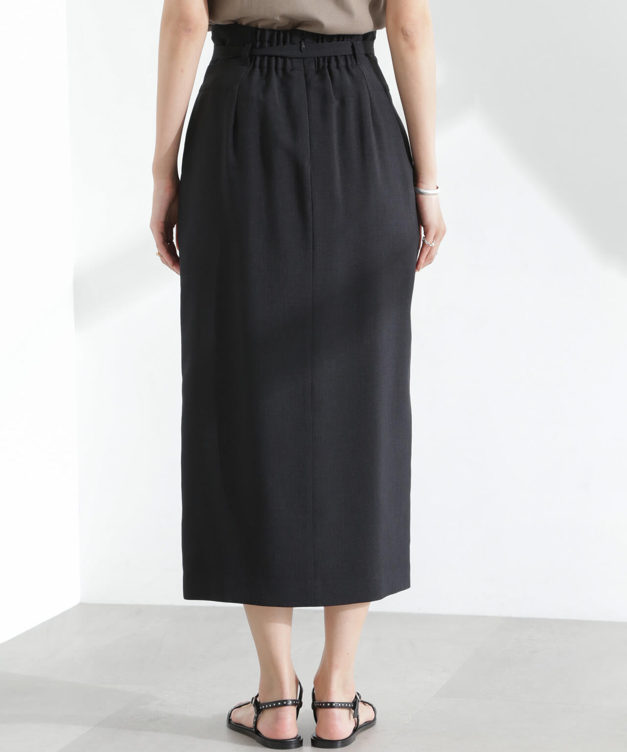 メランジドライ ベルト付きソフトコクーンスカート(セットアップ可) 6695130304