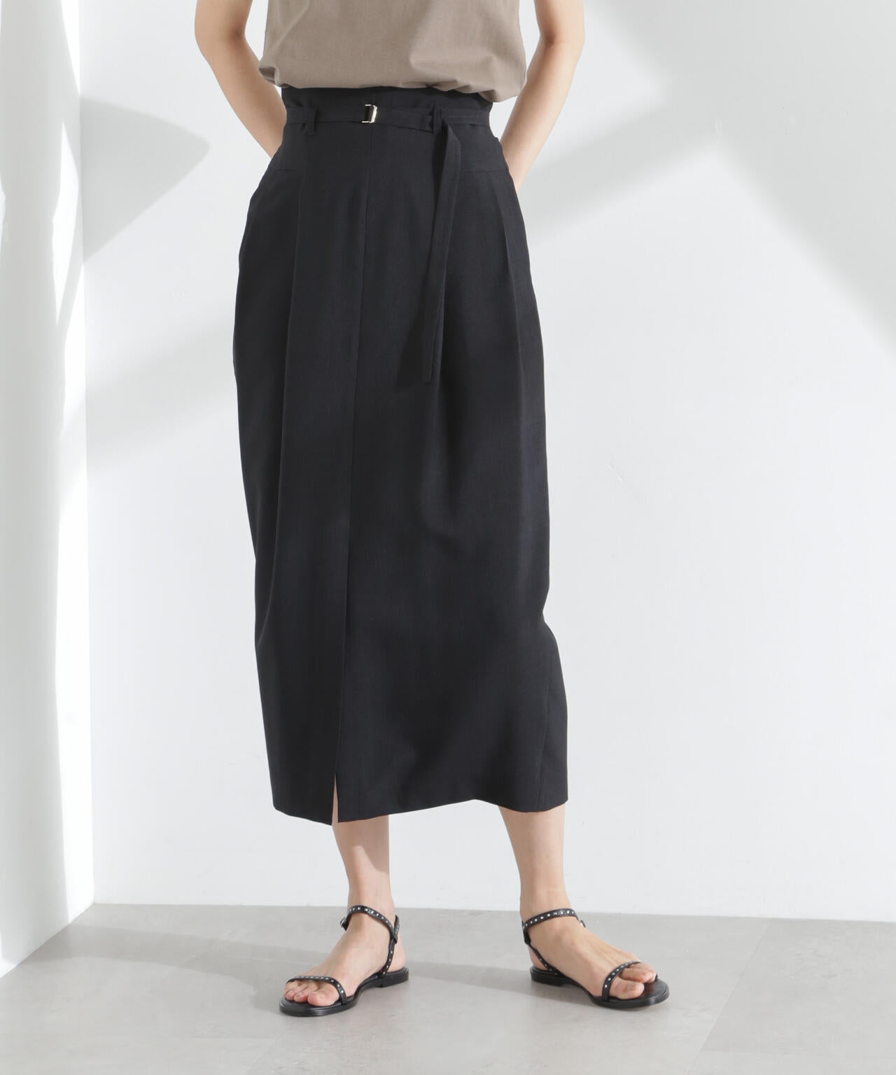 メランジドライ ベルト付きソフトコクーンスカート(セットアップ可) 6695130304