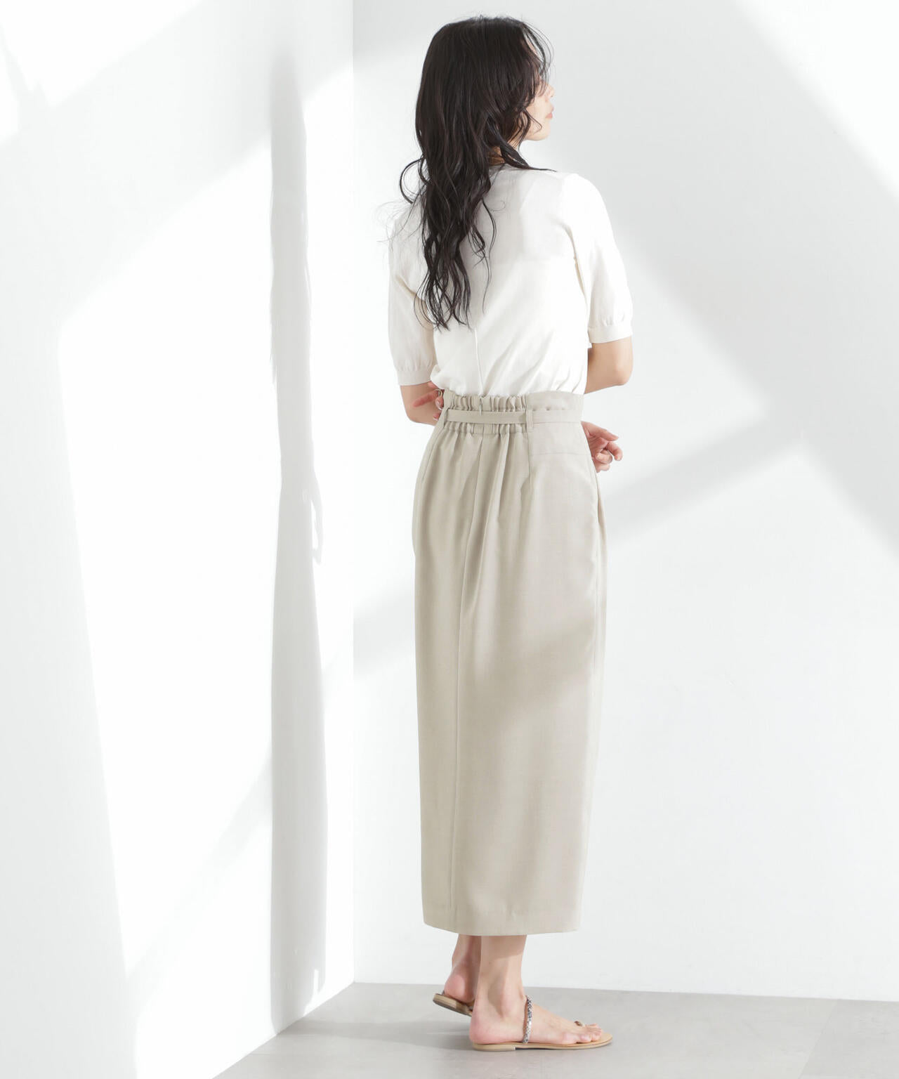 メランジドライ ベルト付きソフトコクーンスカート(セットアップ可) 6695130304