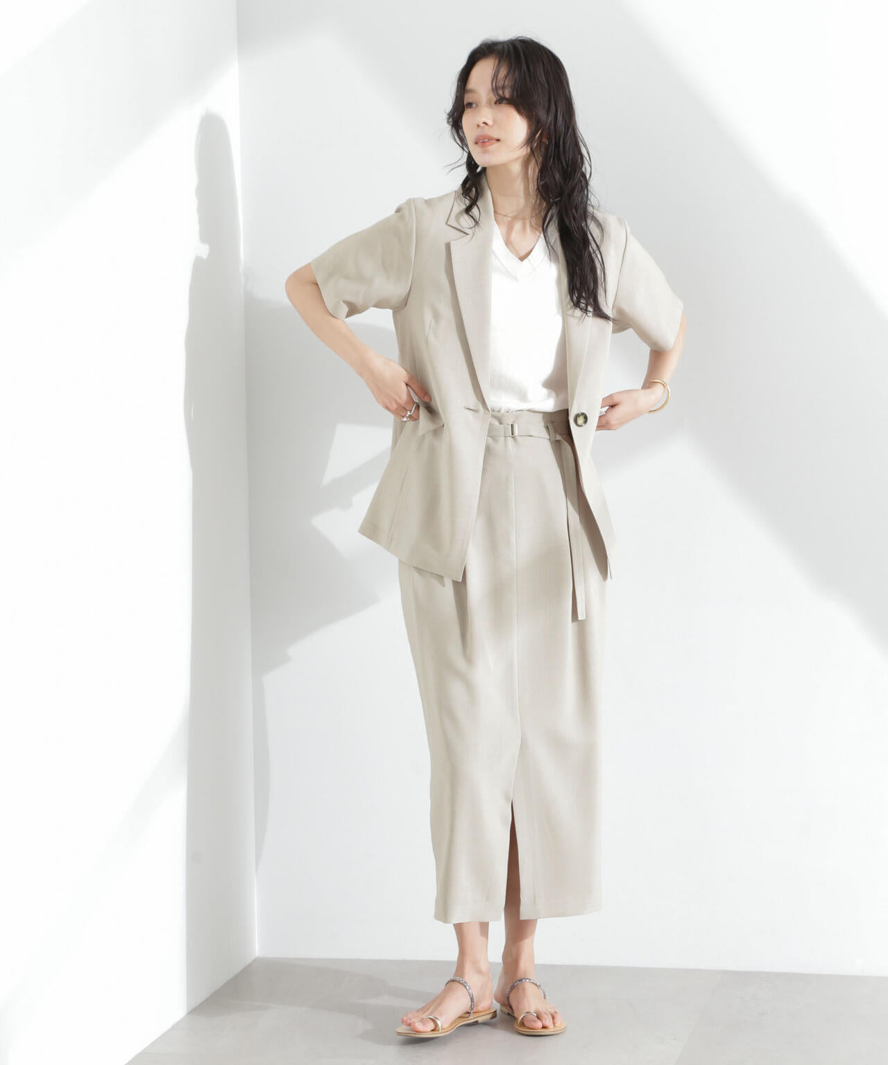 メランジドライ ベルト付きソフトコクーンスカート(セットアップ可) 6695130304