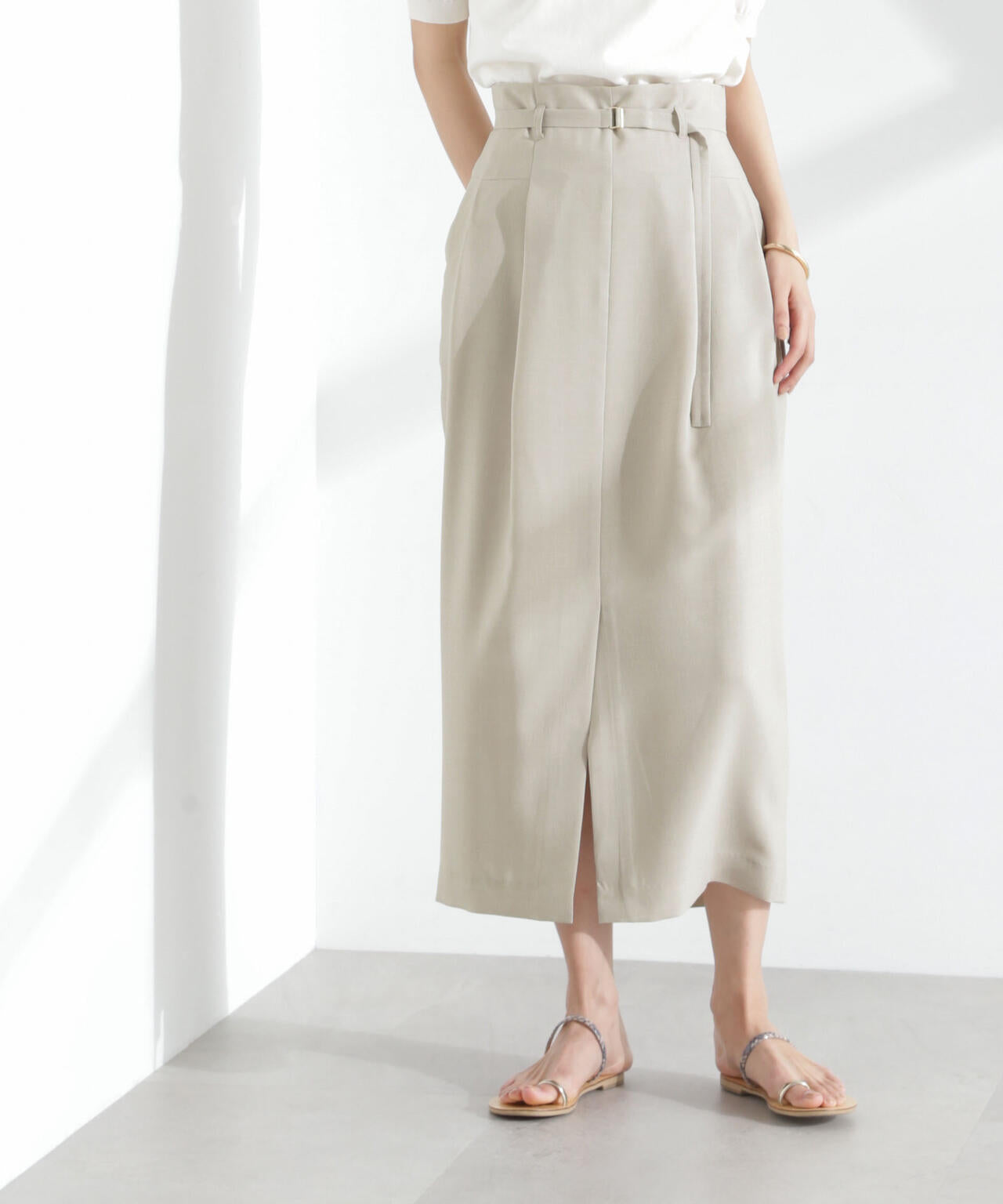 メランジドライ ベルト付きソフトコクーンスカート(セットアップ可) 6695130304