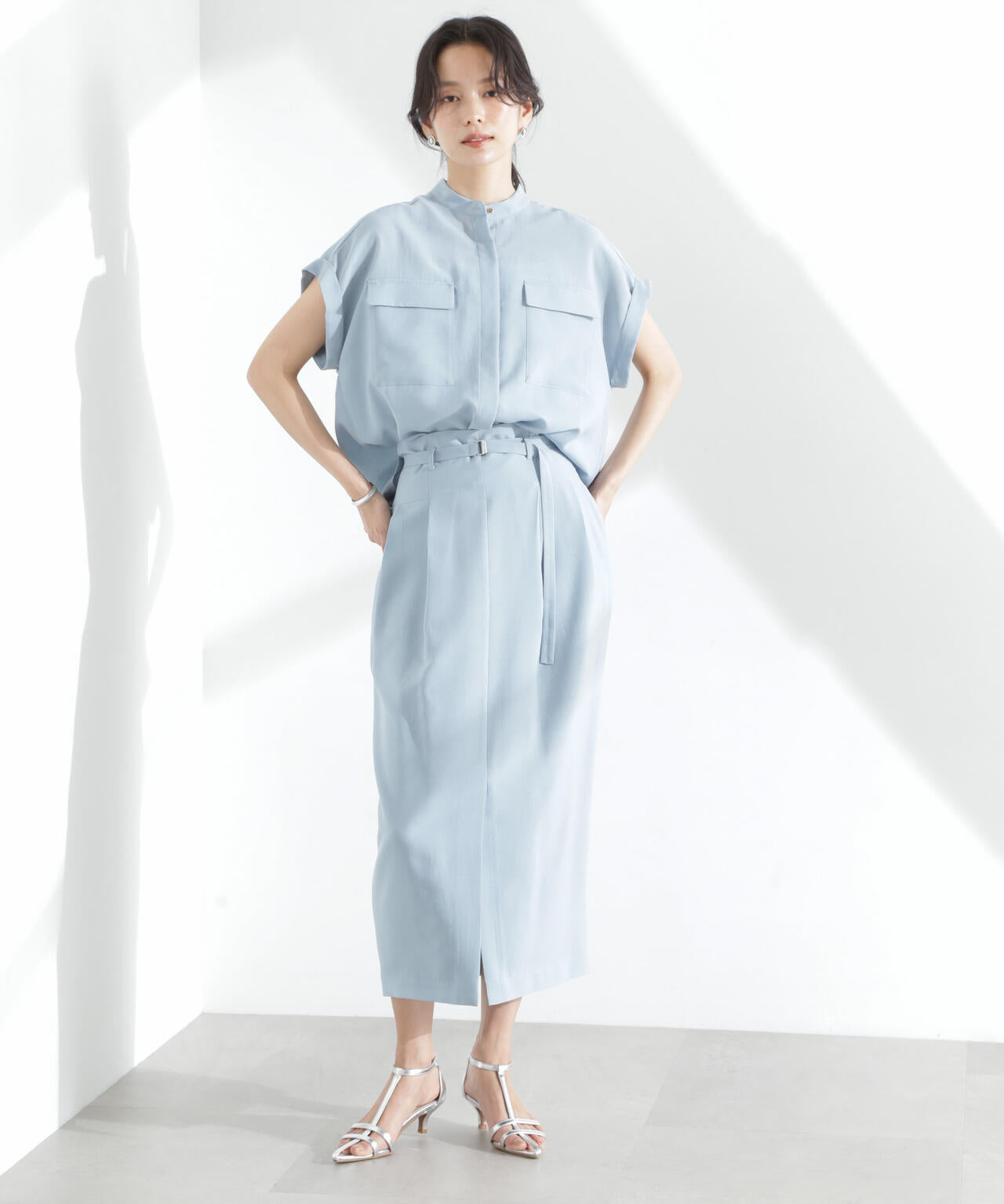 メランジドライ ベルト付きソフトコクーンスカート(セットアップ可) 6695130304