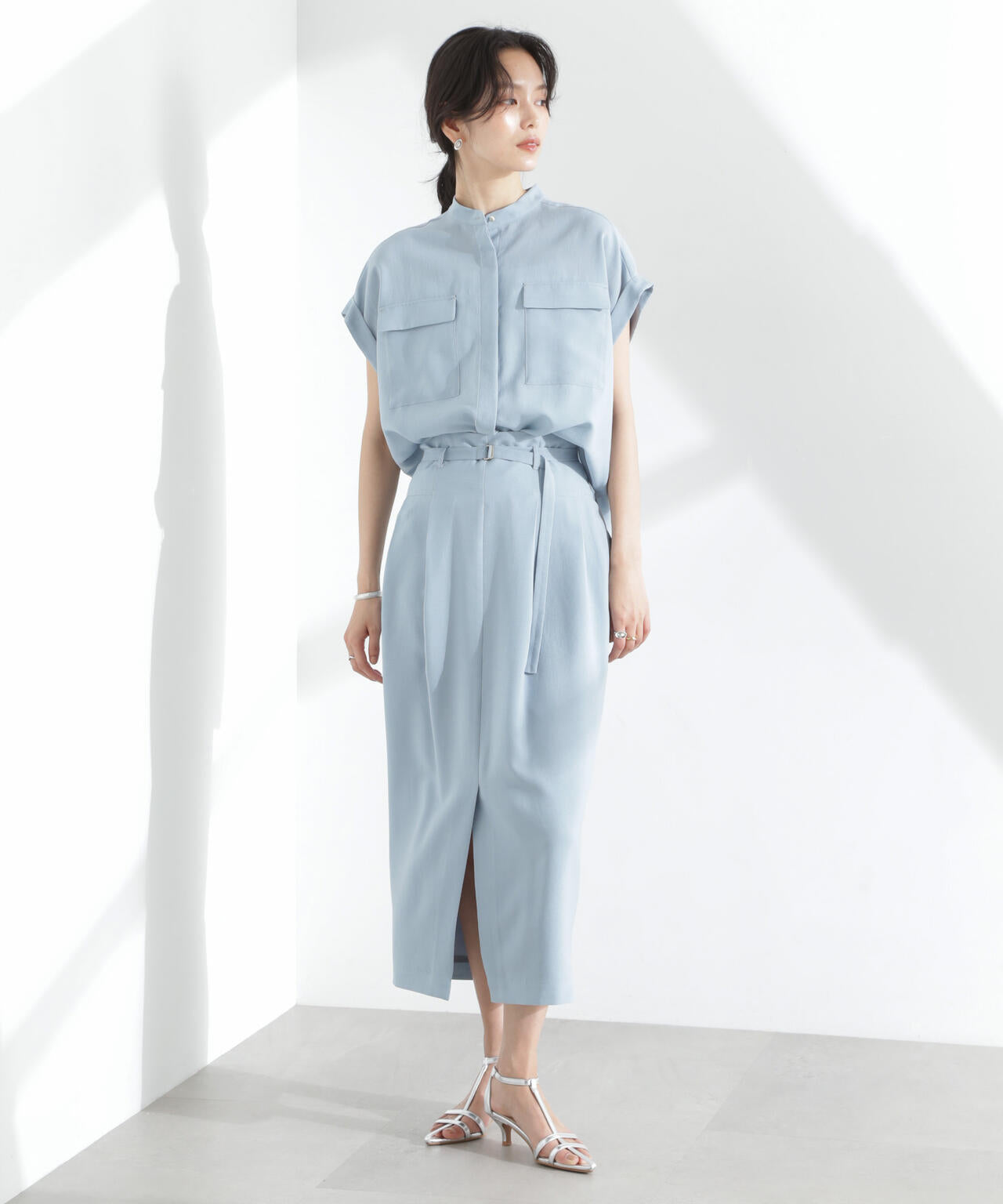 メランジドライ ベルト付きソフトコクーンスカート(セットアップ可) 6695130304