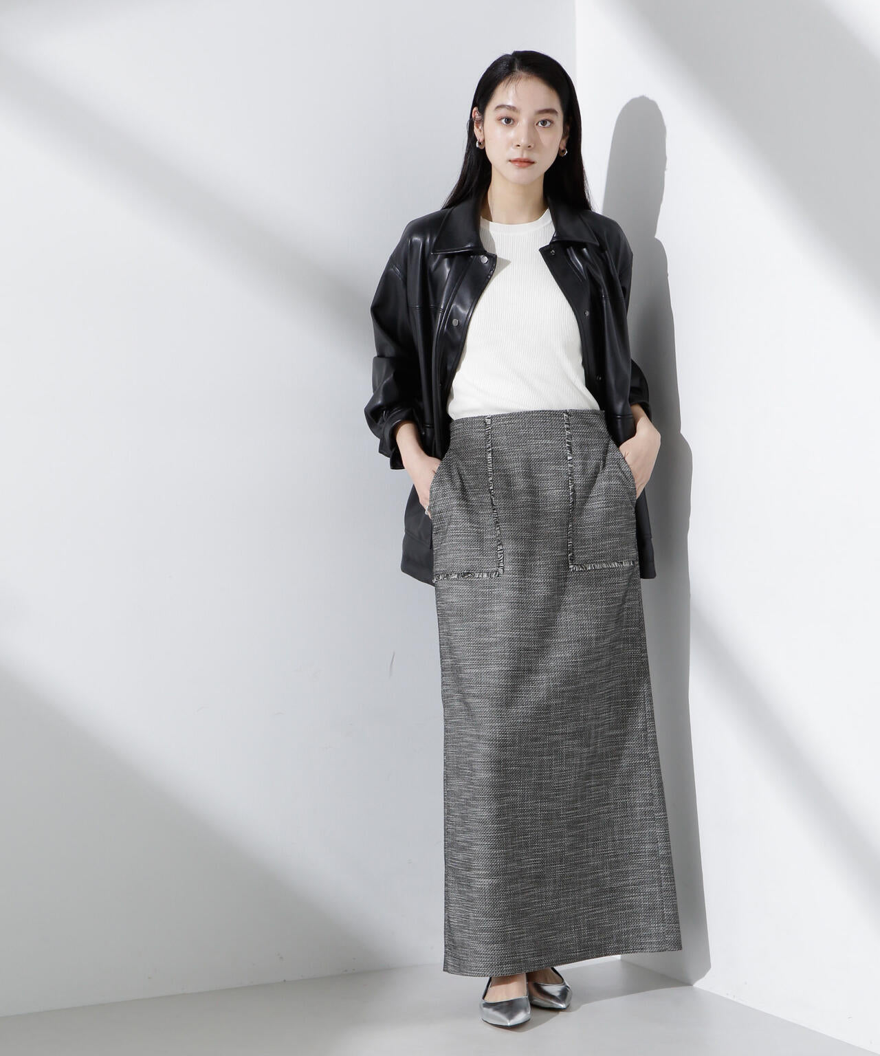 フリンジアウトポケットIラインスカート 6695130309