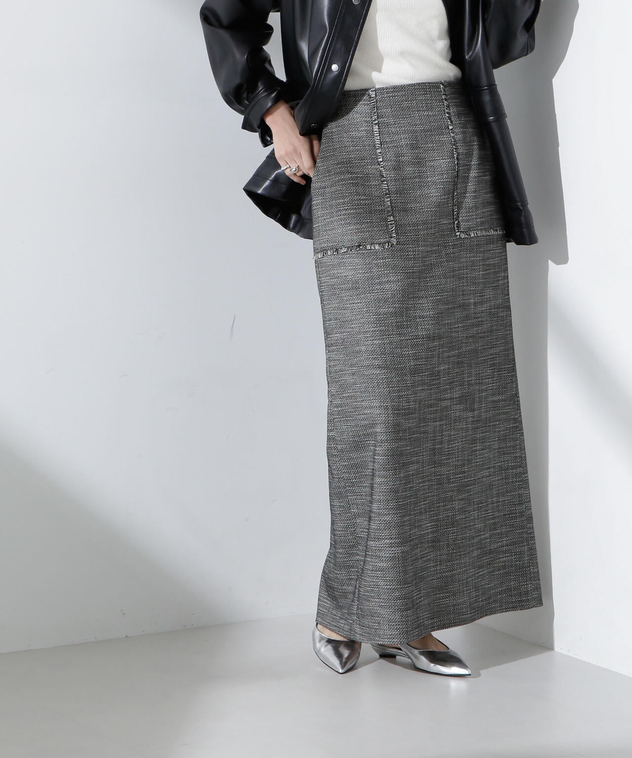 フリンジアウトポケットIラインスカート 6695130309