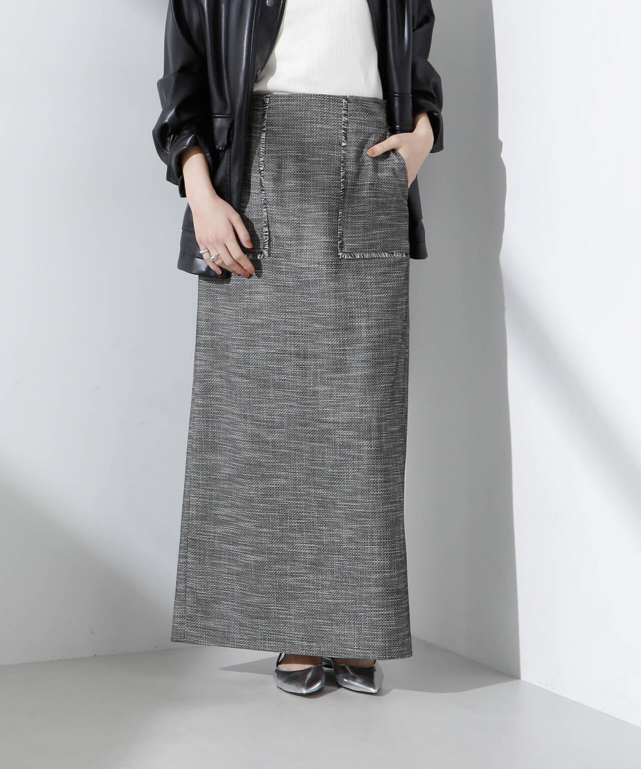 フリンジアウトポケットIラインスカート 6695130309