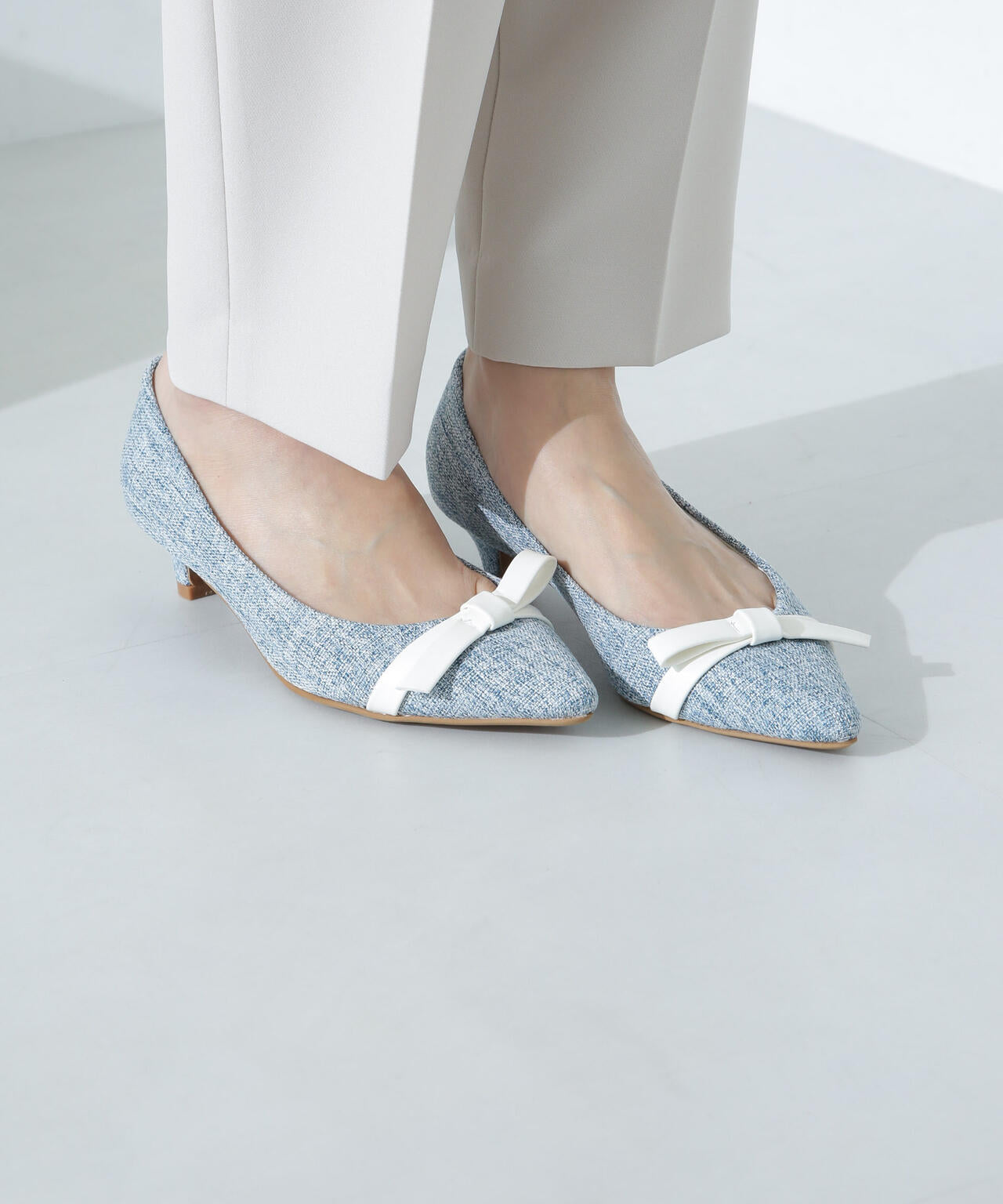 リボンローヒールパンプス 6695133308