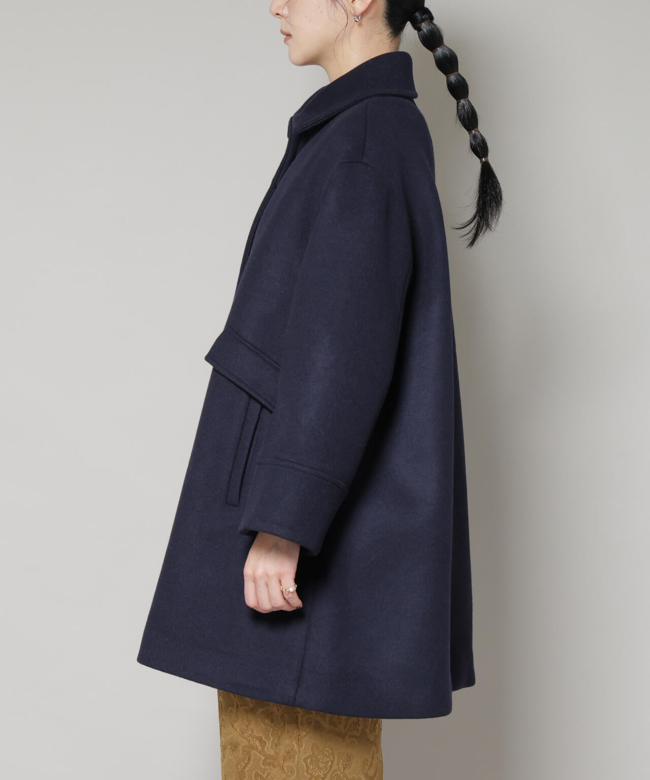 WooLoop Aラインステンカラーミドルコート 6695211300