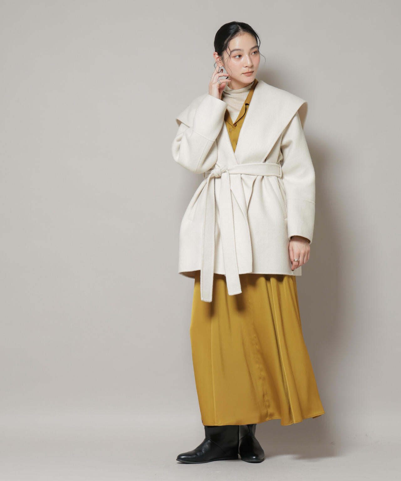 SUPER110blend リバーショールミディコート 6695211302