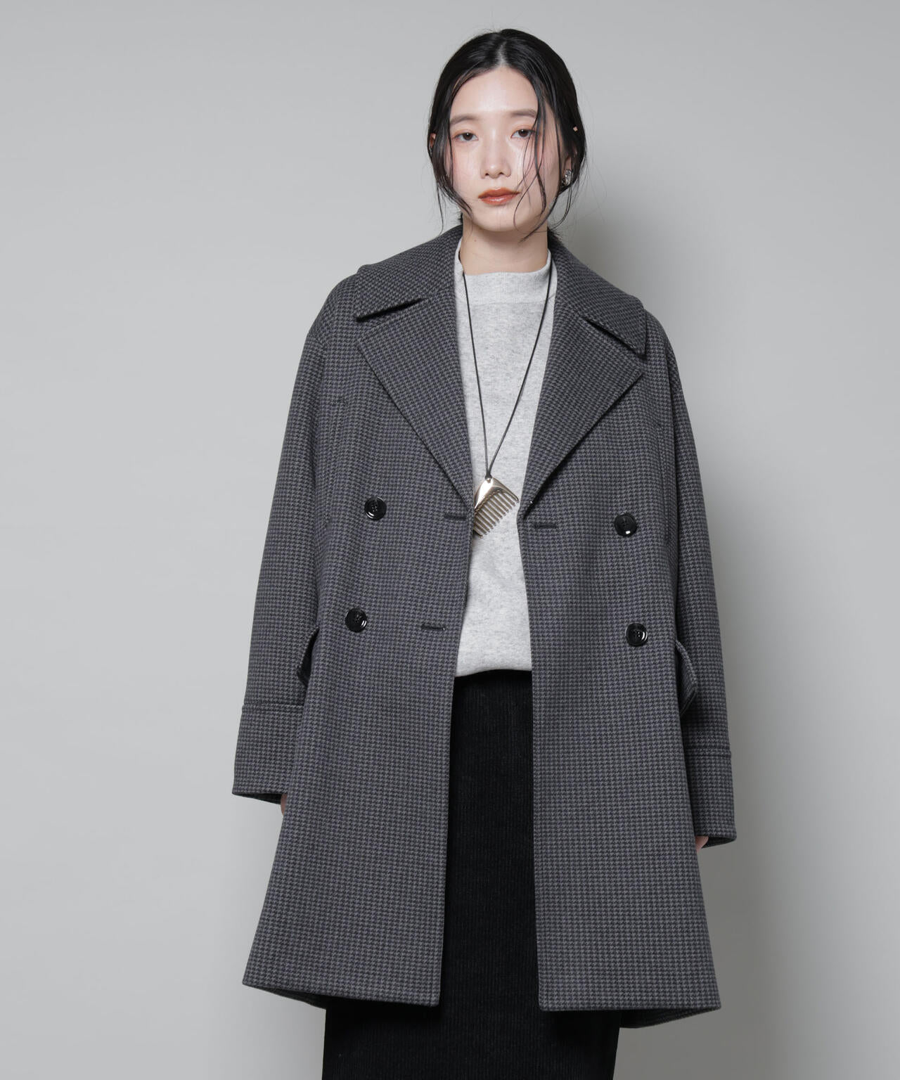 オーバーサイズポケットチェックコート 6695211308