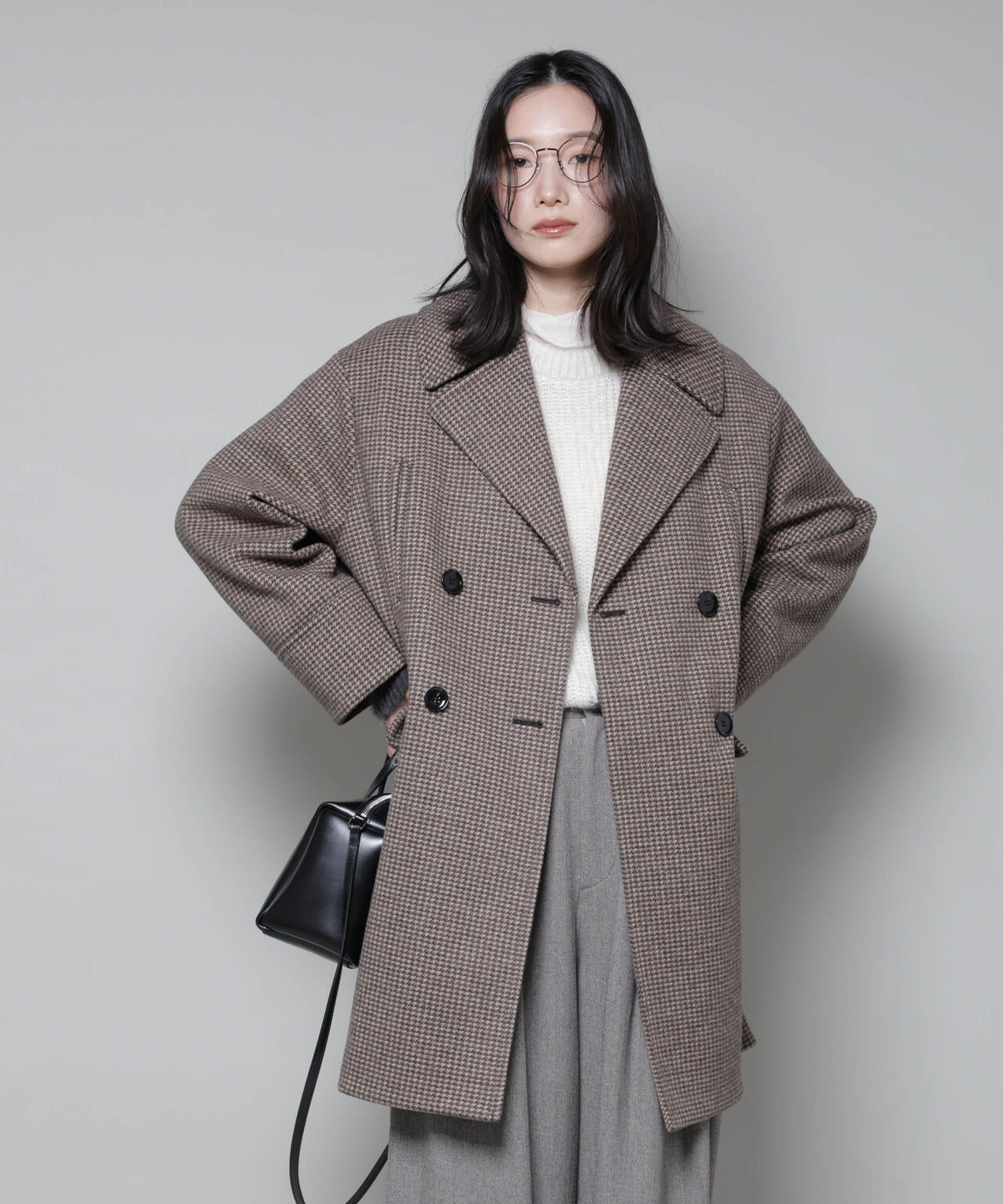 オーバーサイズポケットチェックコート 6695211308