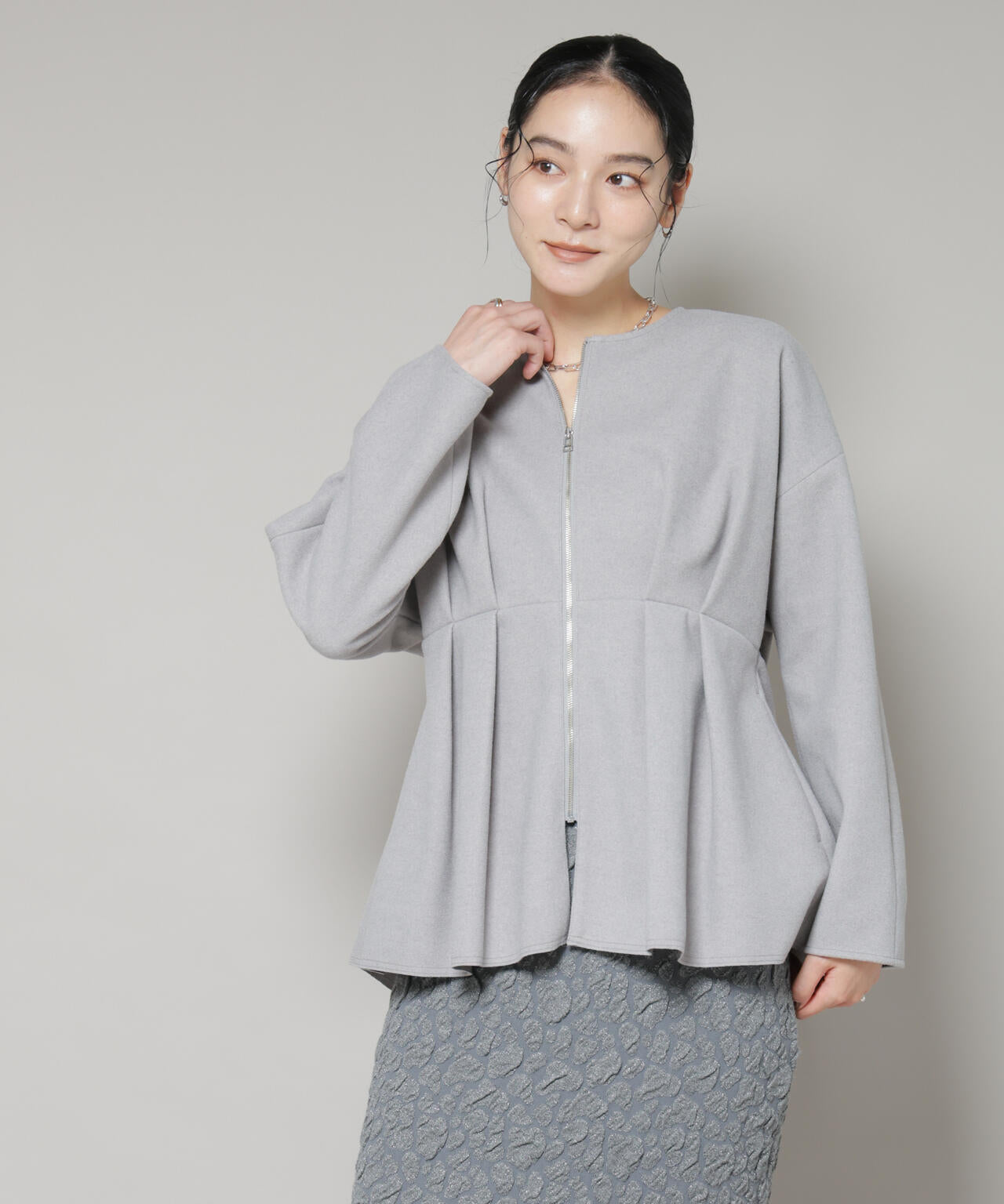 ニードルジャージーペプラムブルゾン 6695212304