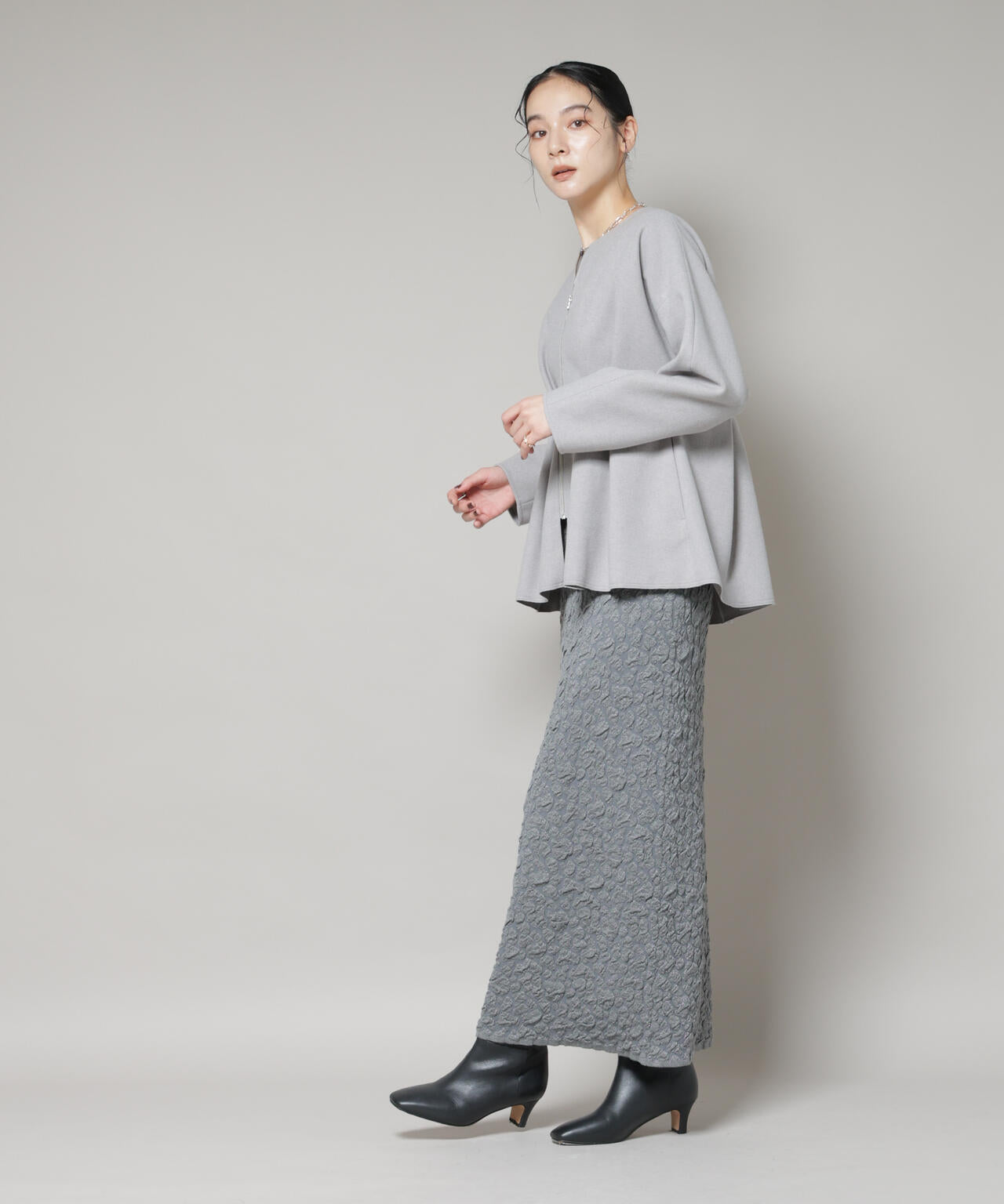 ニードルジャージーペプラムブルゾン 6695212304