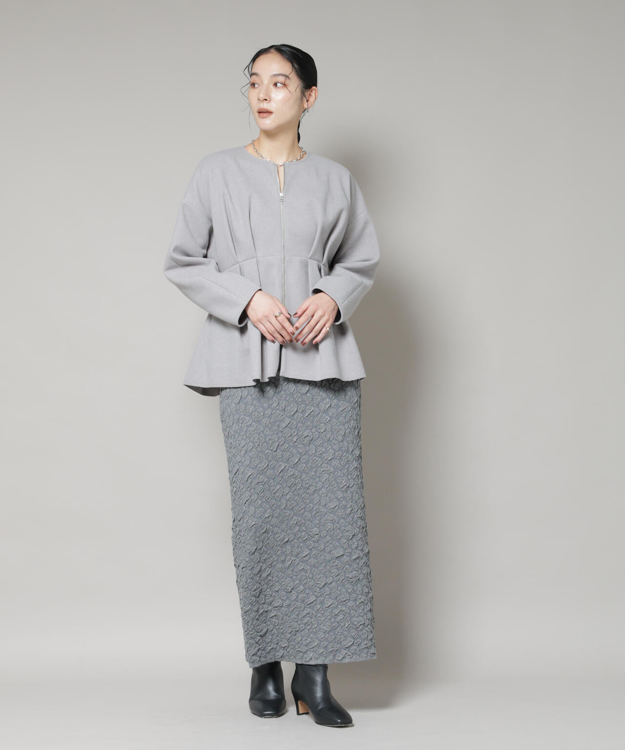 ニードルジャージーペプラムブルゾン 6695212304