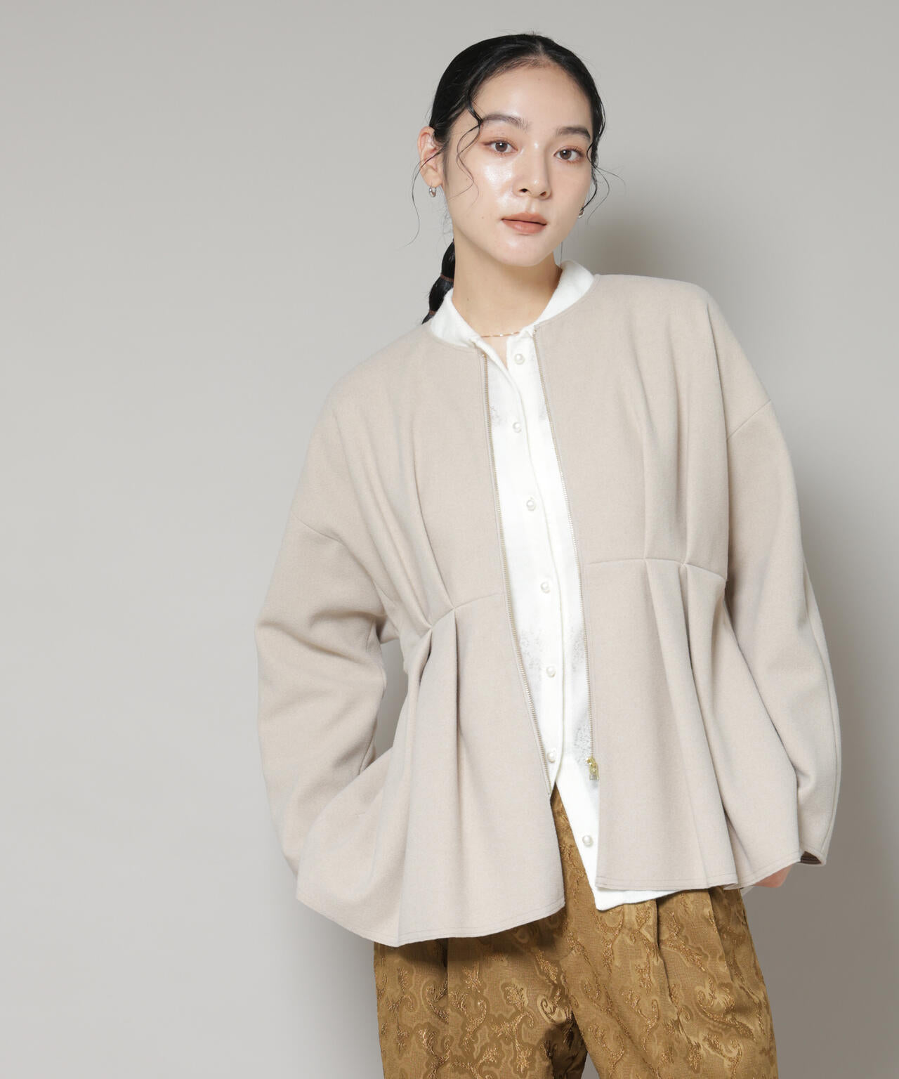 ニードルジャージーペプラムブルゾン 6695212304