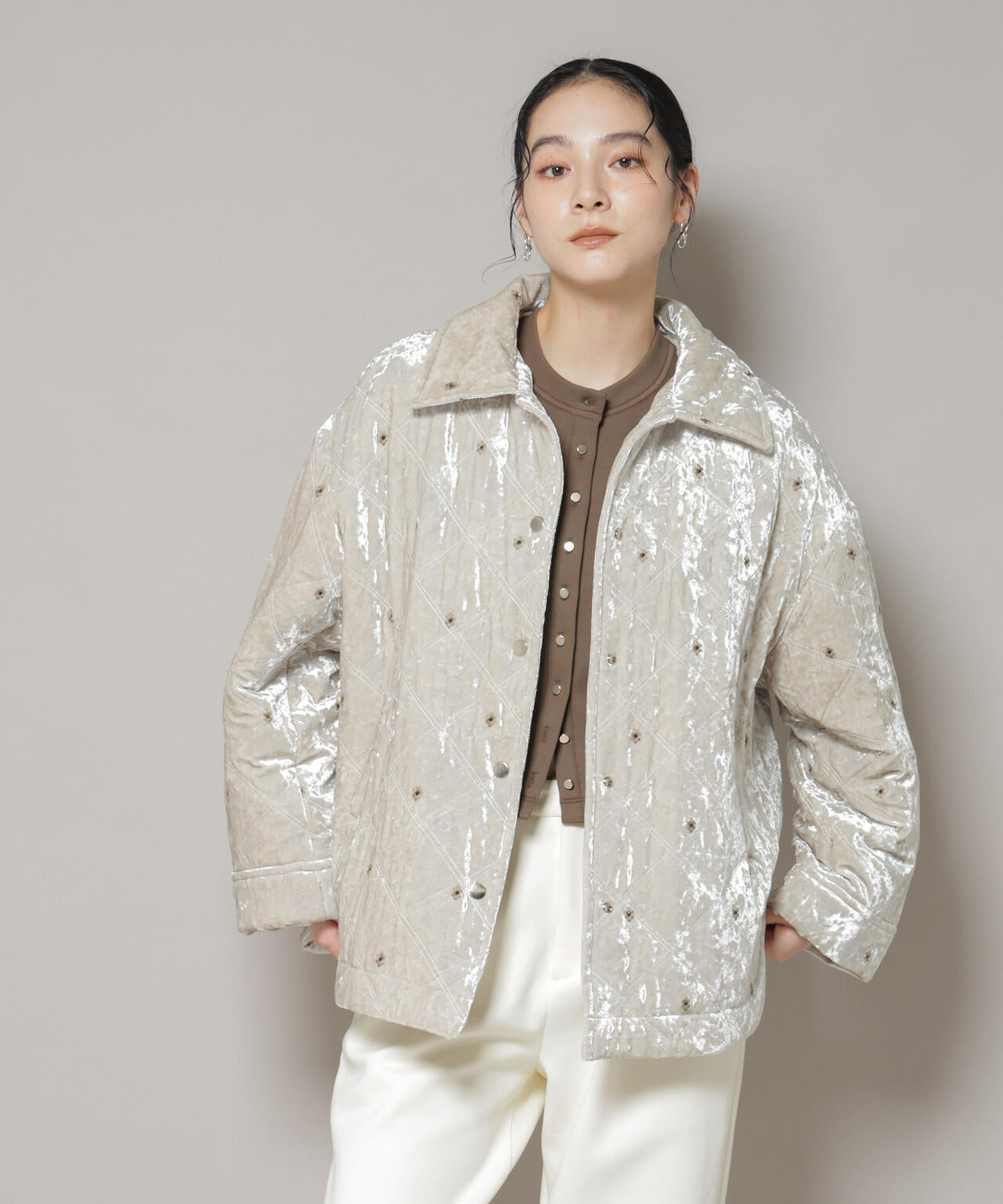 ベロアキルト刺繍ブルゾン 6695212306