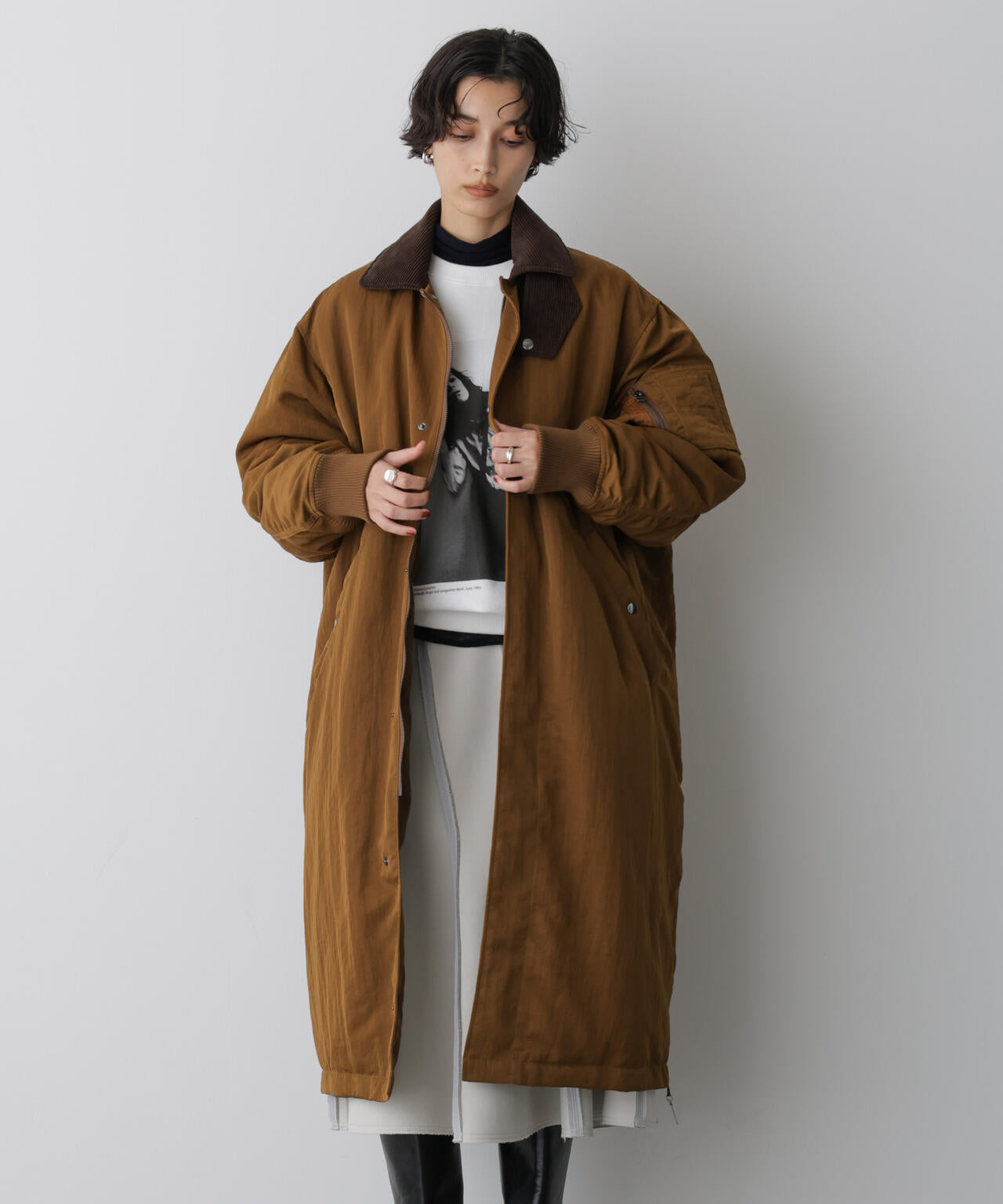 「STEVELOUR」「西川ダウン(R)」ミリタリーロングコート 6695214305