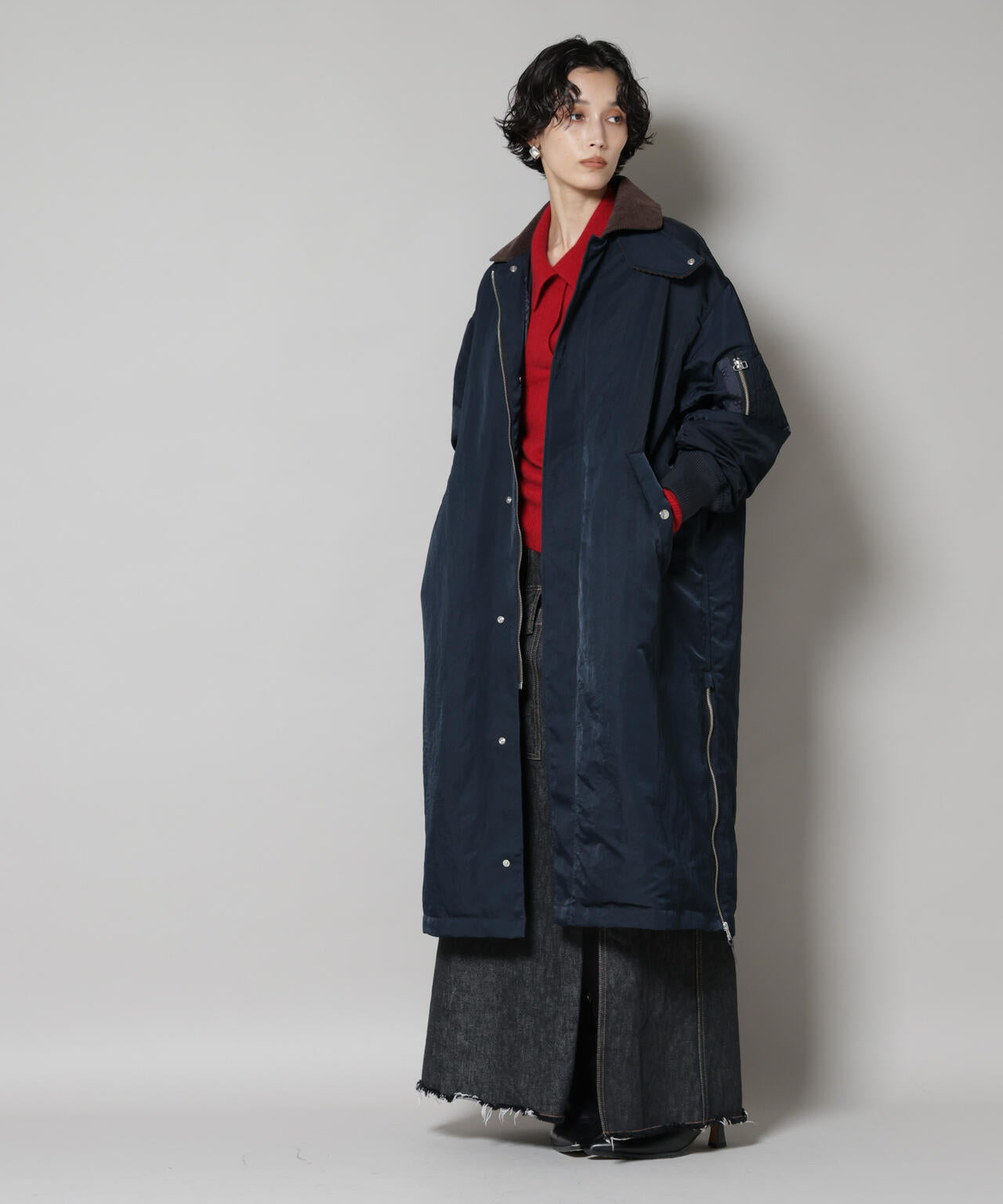 「STEVELOUR」「西川ダウン(R)」ミリタリーロングコート 6695214305