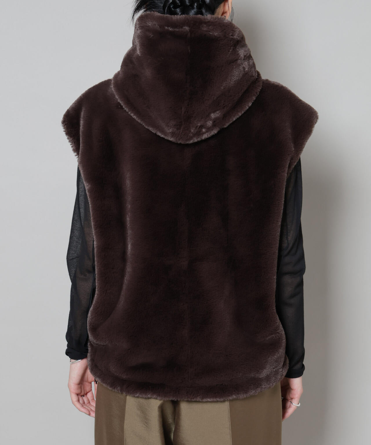 フェイクファーフードベスト 6695216305