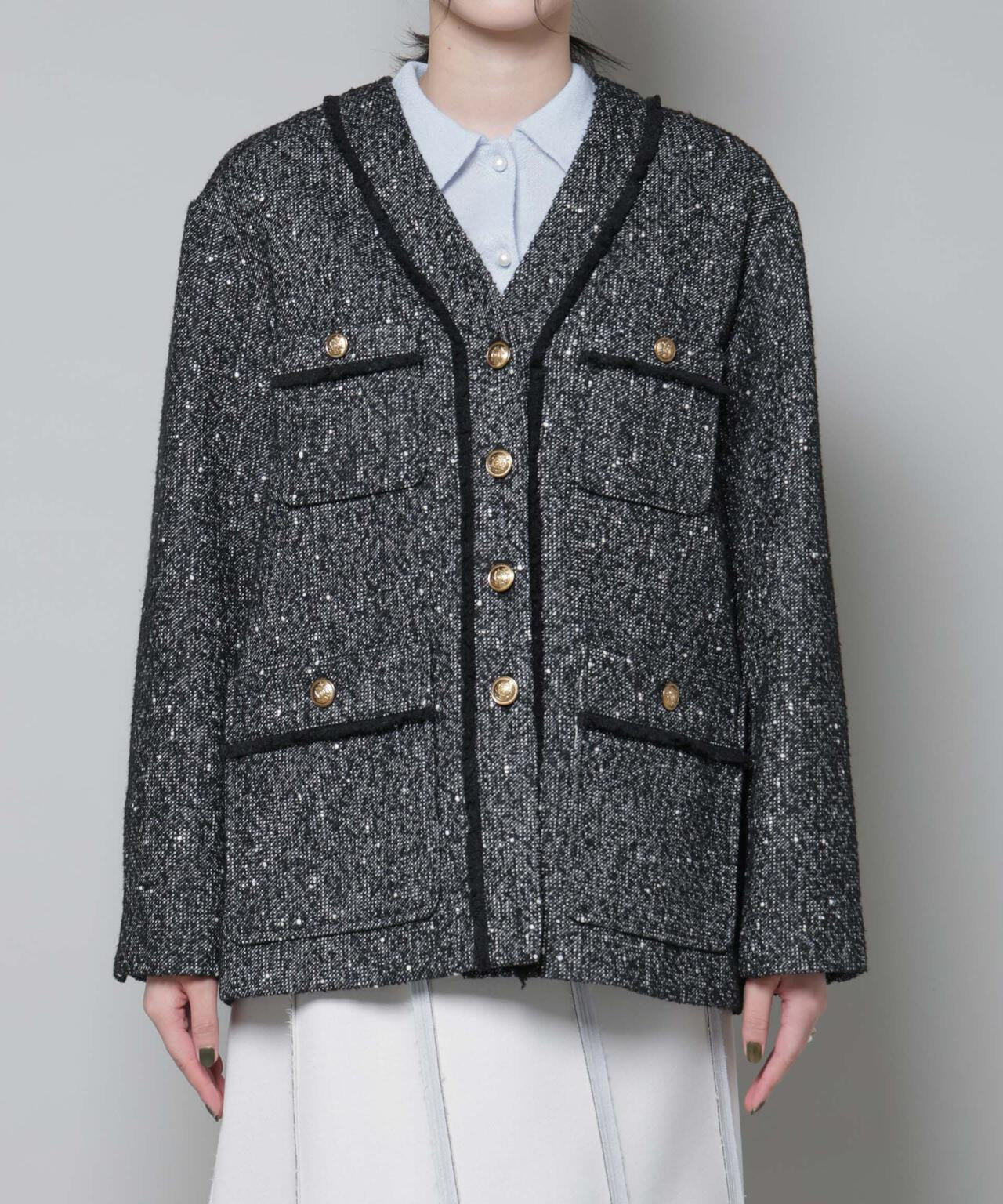 ネップツイードノーカラージャケット 6695216309