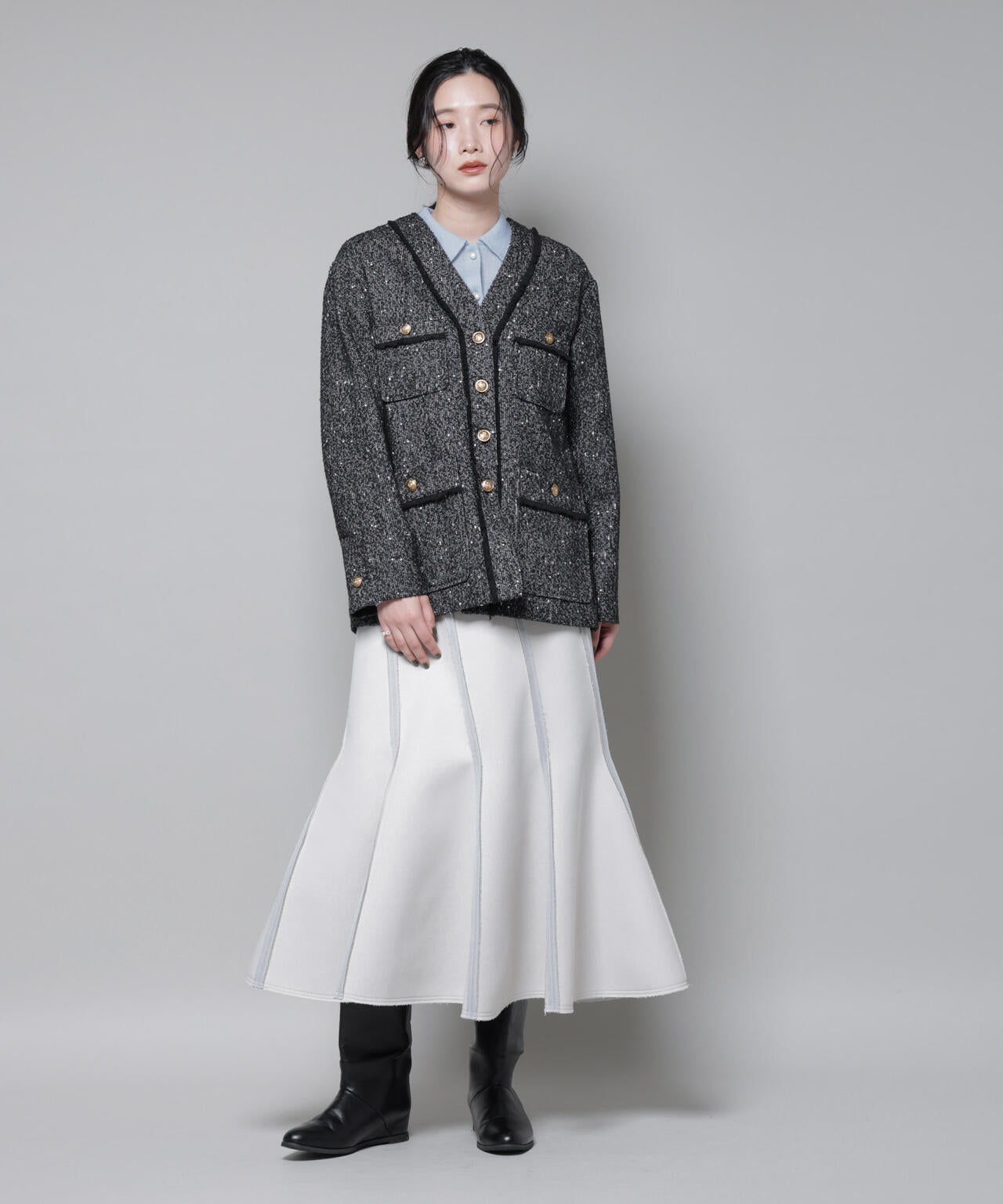 ネップツイードノーカラージャケット 6695216309