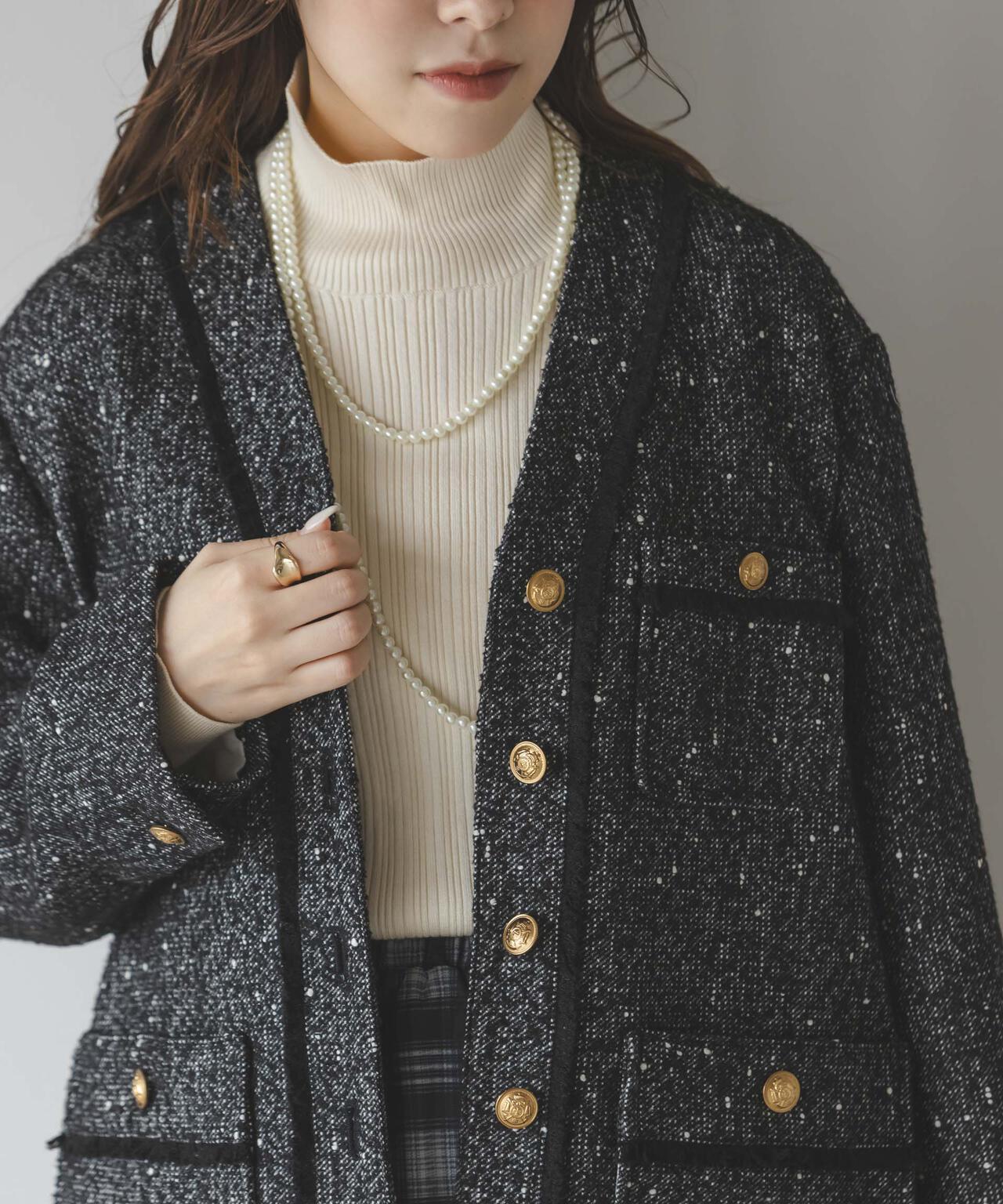 ネップツイードノーカラージャケット 6695216309