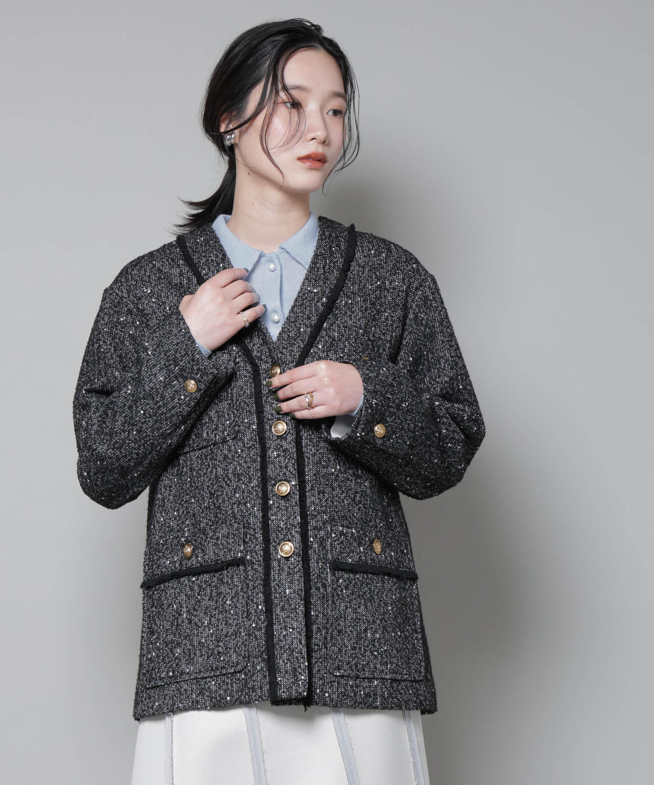 ネップツイードノーカラージャケット 6695216309