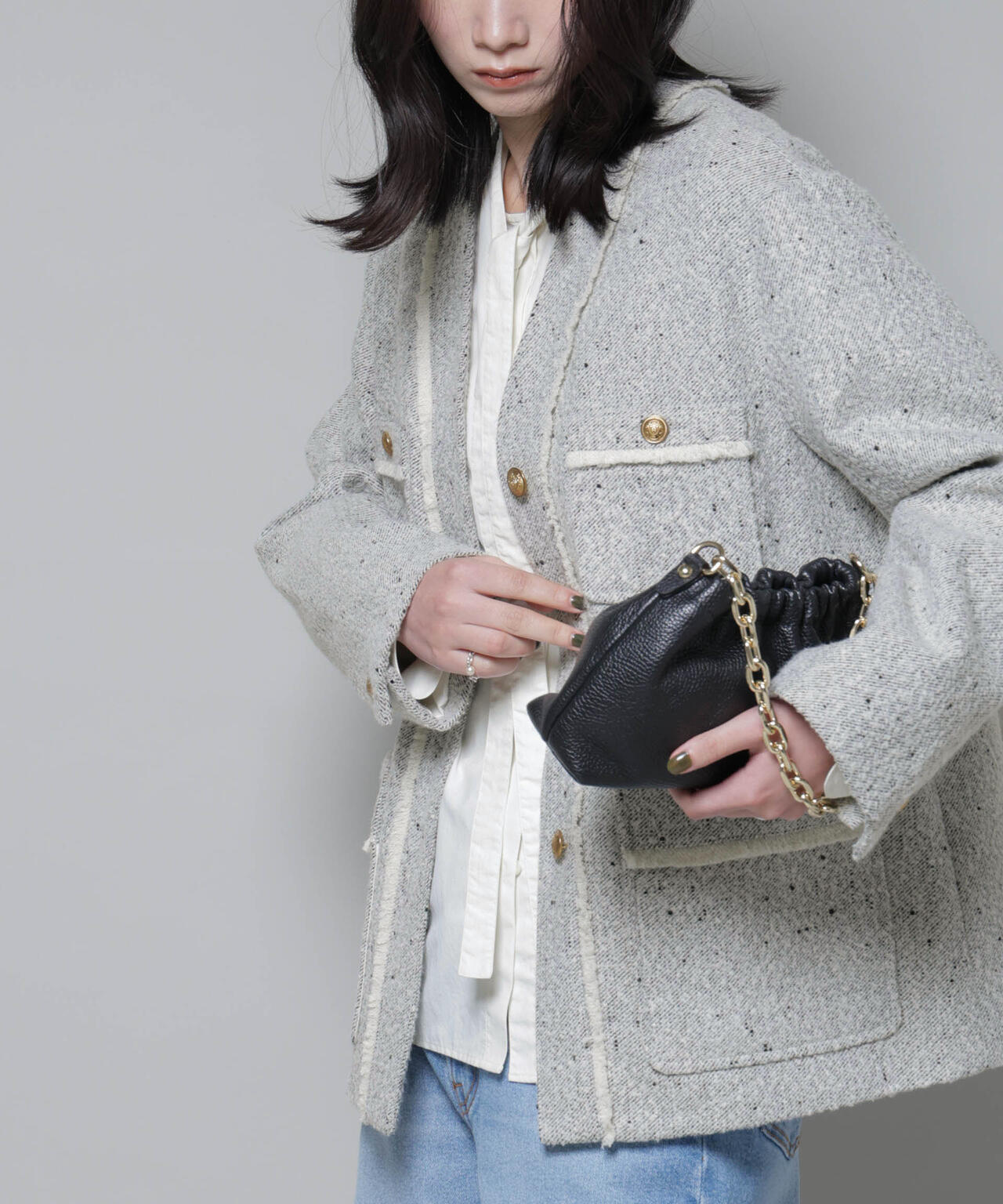 ネップツイードノーカラージャケット 6695216309