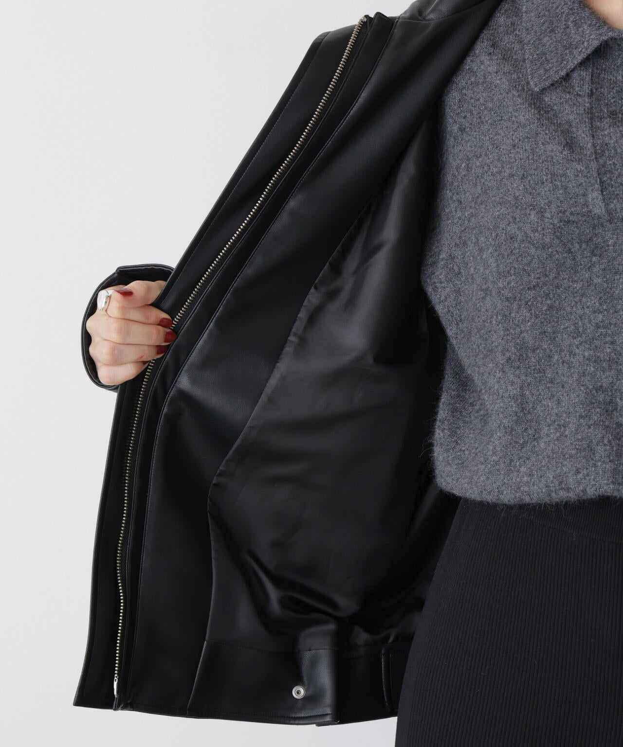 「STEVELOUR」スタンドフェイクレザージップブルゾン 6695216311