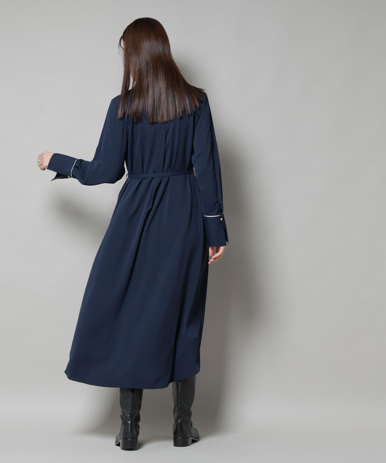 スタンドバイカラーベルト付きワンピース 6695219303