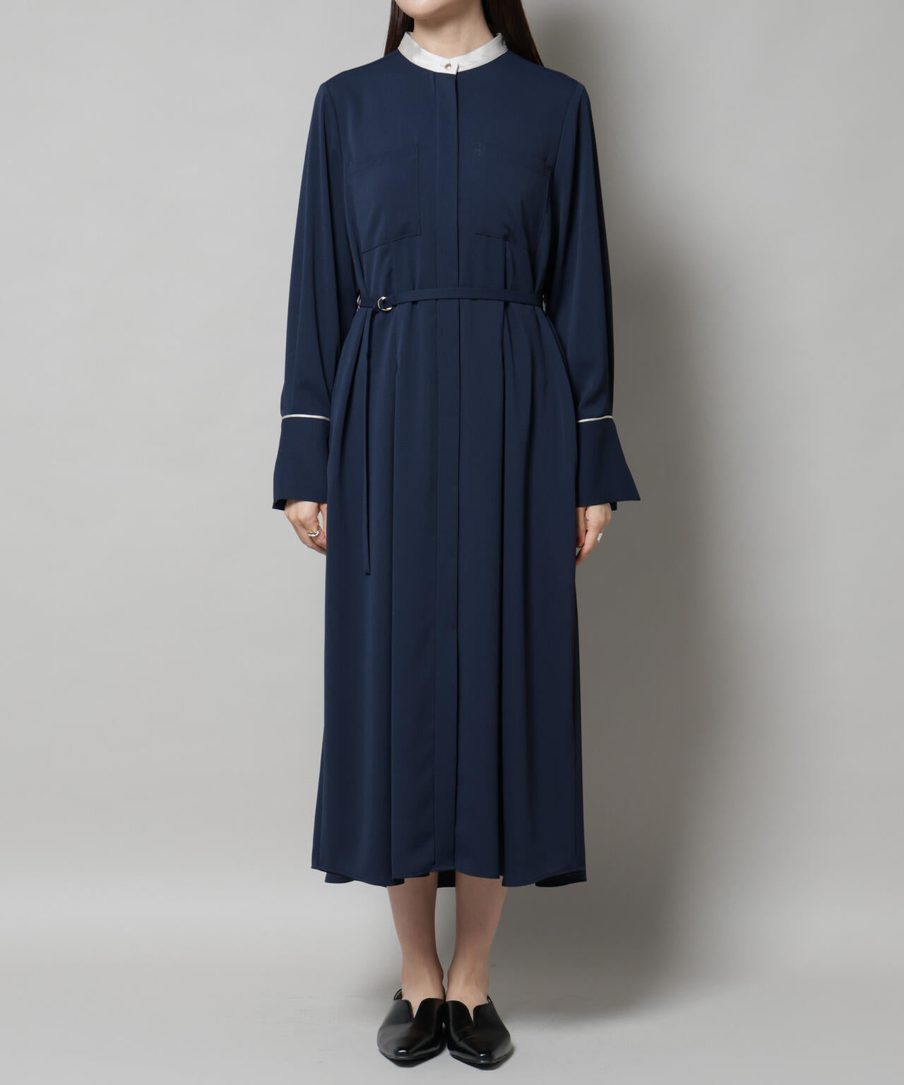 スタンドバイカラーベルト付きワンピース 6695219303